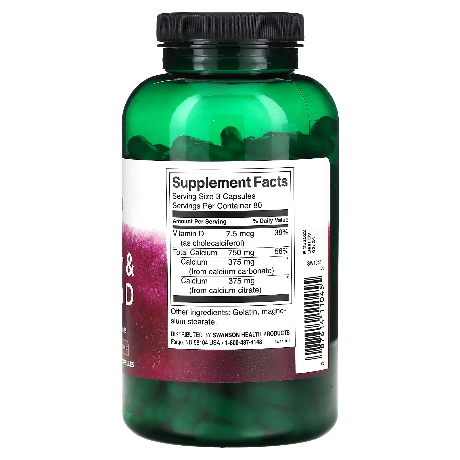 Swanson, Кальций и витамин D, 240 капсул