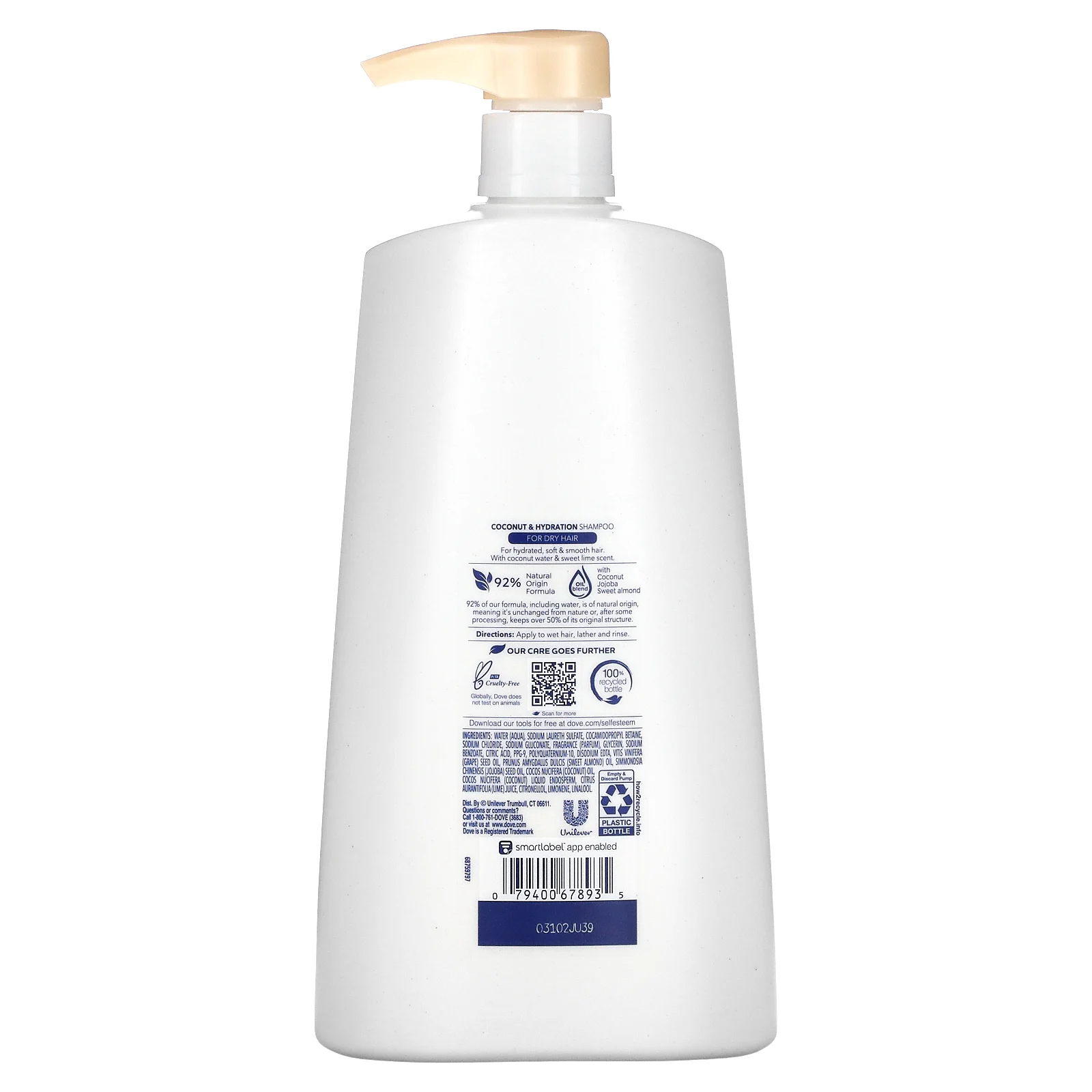 Dove, Увлажняющий шампунь с кокосом, 750 мл (25,4 жидк. Унции)