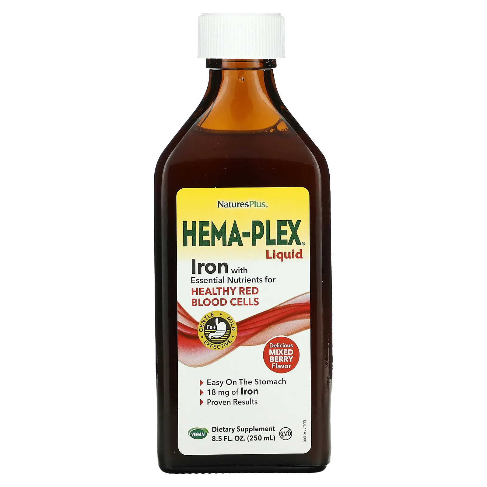 NaturesPlus, жидкое средство Hema-Plex, ягодное ассорти, 250 мл (8,5 жидк. унции)