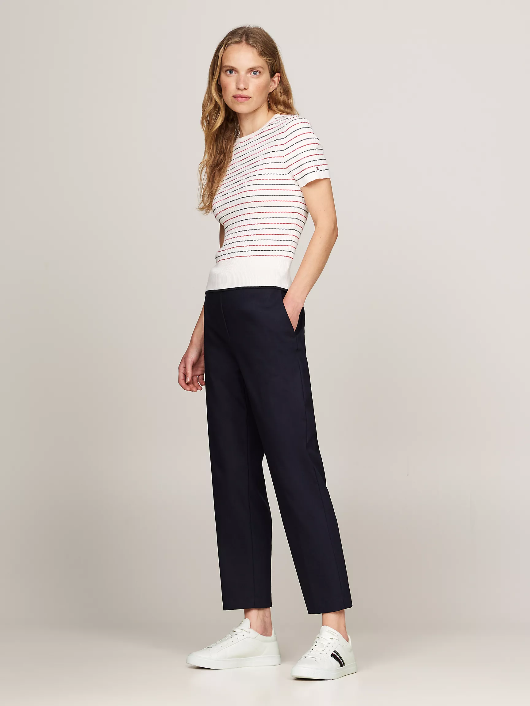 Женские кроссовки Tommy Hilfiger, Кожаные кеды с фирменными полосками