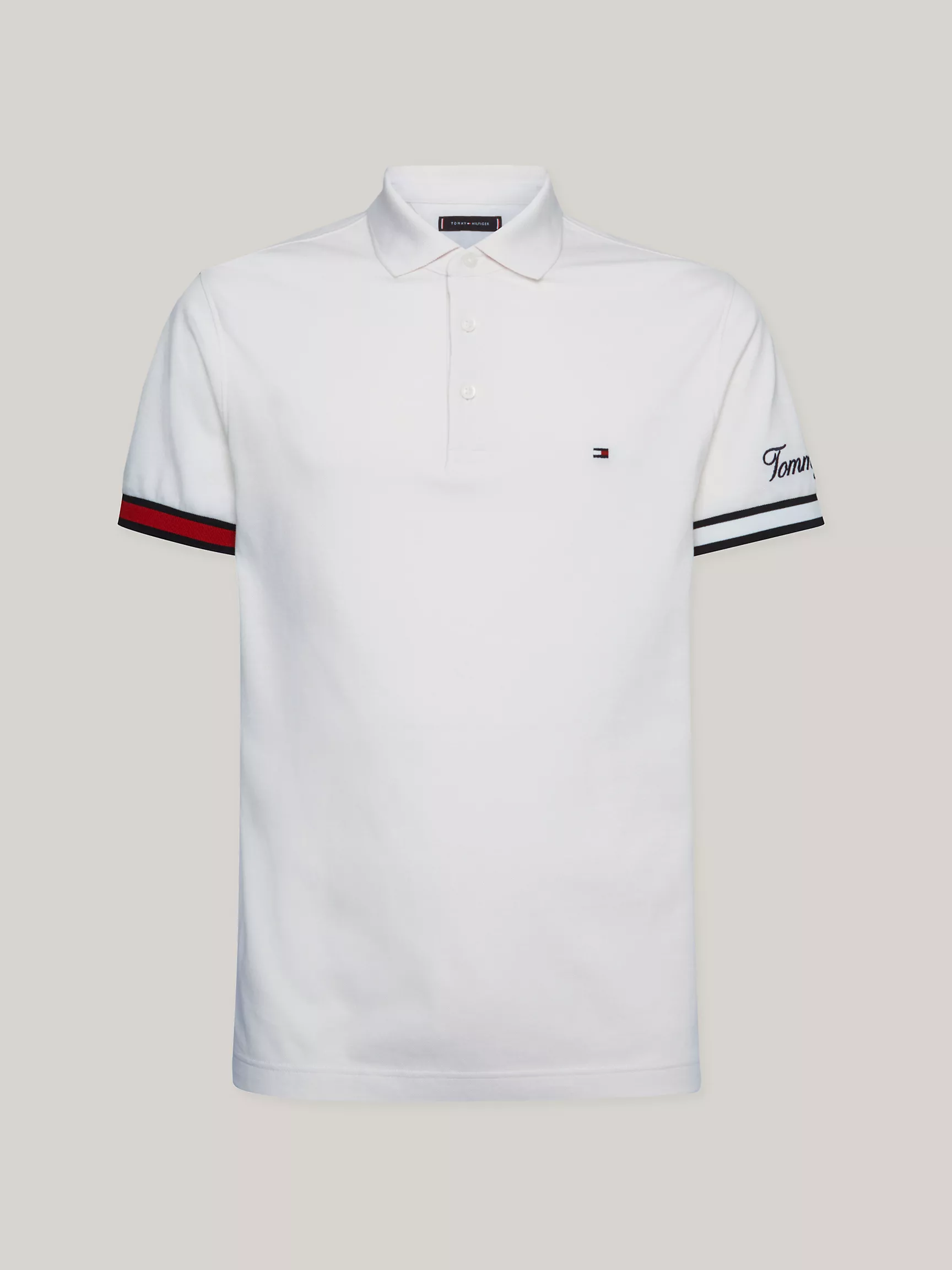 Мужское поло Tommy Hilfiger, Приталенное поло с логотипом флага на манжетах