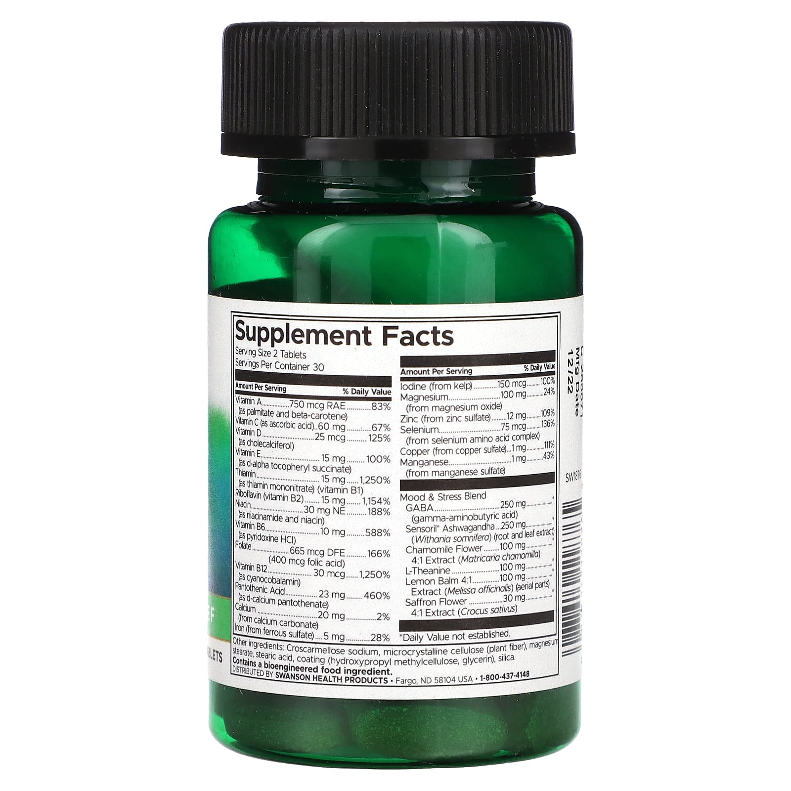 Swanson, Мультивитамины с железом + снятие стресса, 60 таблеток