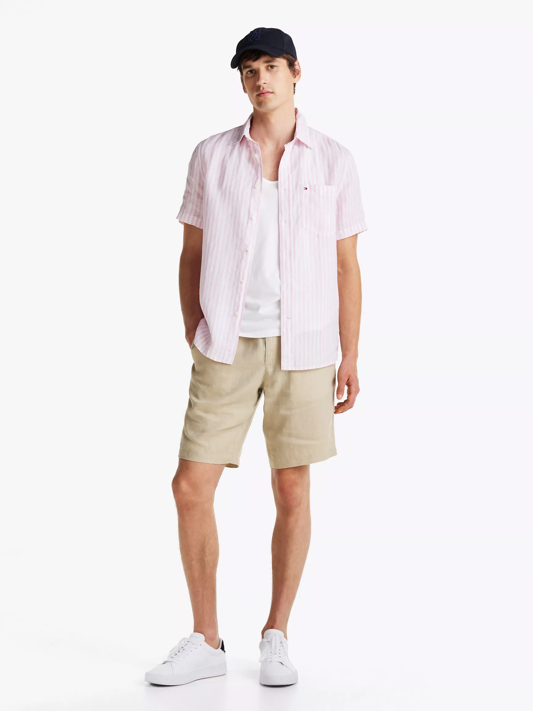 Мужская рубашка Tommy Hilfiger, Стандартная рубашка в полоску из окрашенного льна