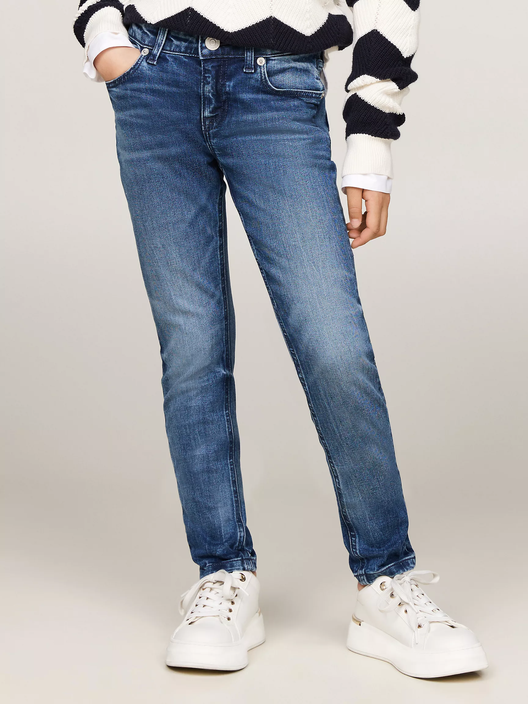 Джинсы для девочек Tommy Hilfiger, Детские темные эластичные джинсы скинни