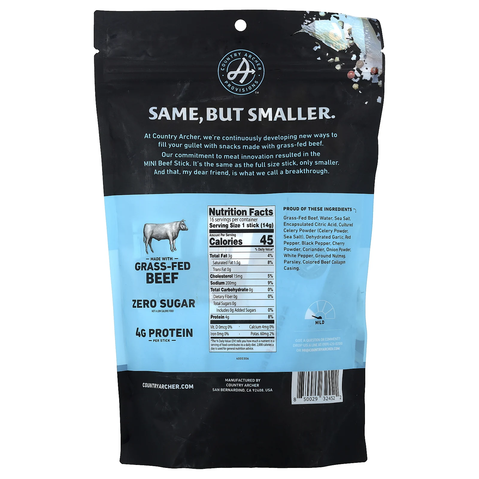 Country Archer Jerky, Говяжьи палочки от травяного откорма, оригинальные, 16 палочек по 14 г (0,5 унции)