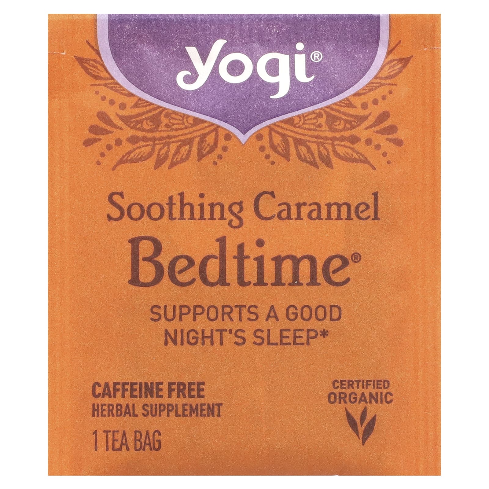Yogi Tea, Bedtime, успокаивающая карамель, без кофеина, 16 чайных пакетиков, 30 г (1,07 унций)