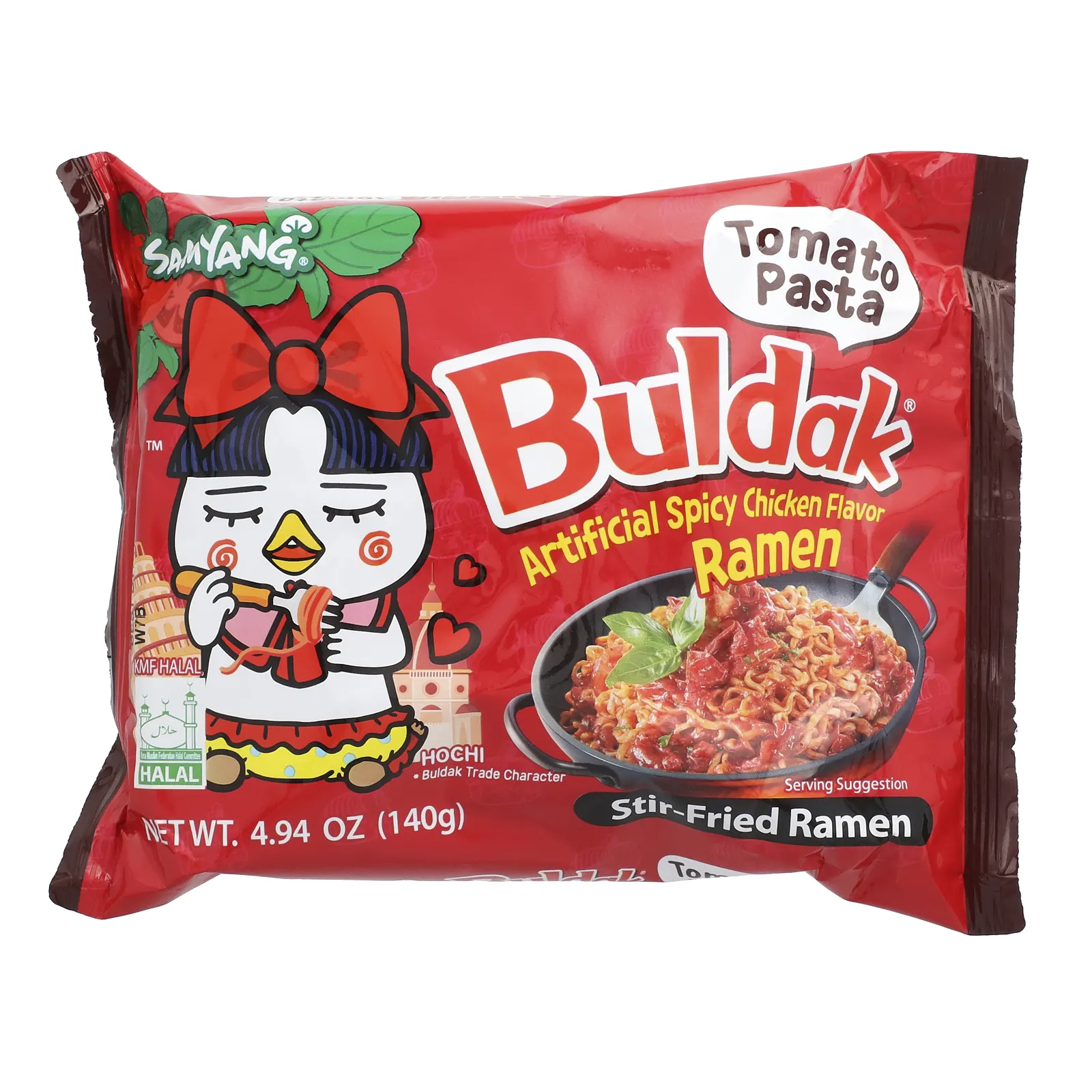 Samyang, Buldak®, жареный рамен, пряная курица, томатная паста, 5 пакетиков по 140 г (4,94 унции)