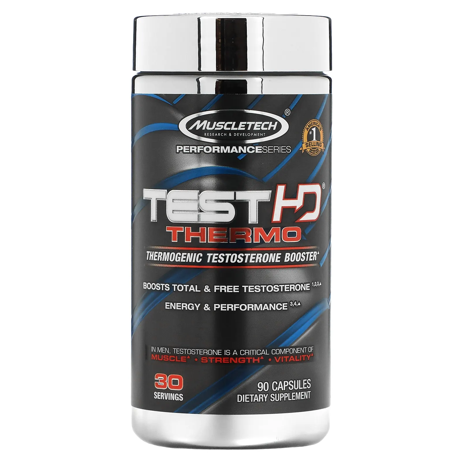 MuscleTech, Performance Series, Test HD Thermo, термогенный усилитель выработки тестостерона, 90 капсул