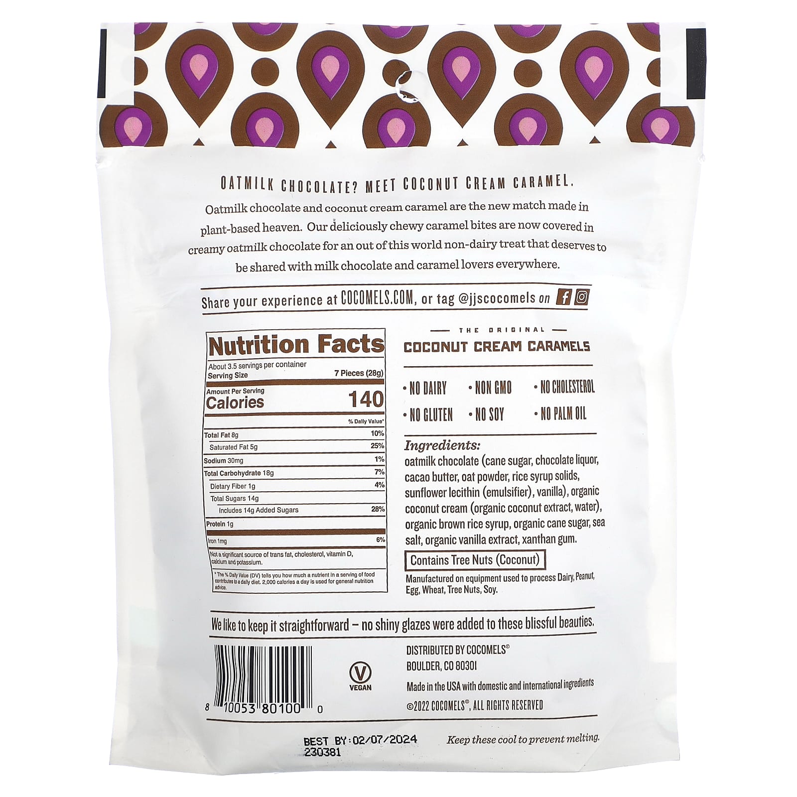 Cocomels Bites, сливочный шоколад и жевательная карамель, 99 г (3,5 унции)