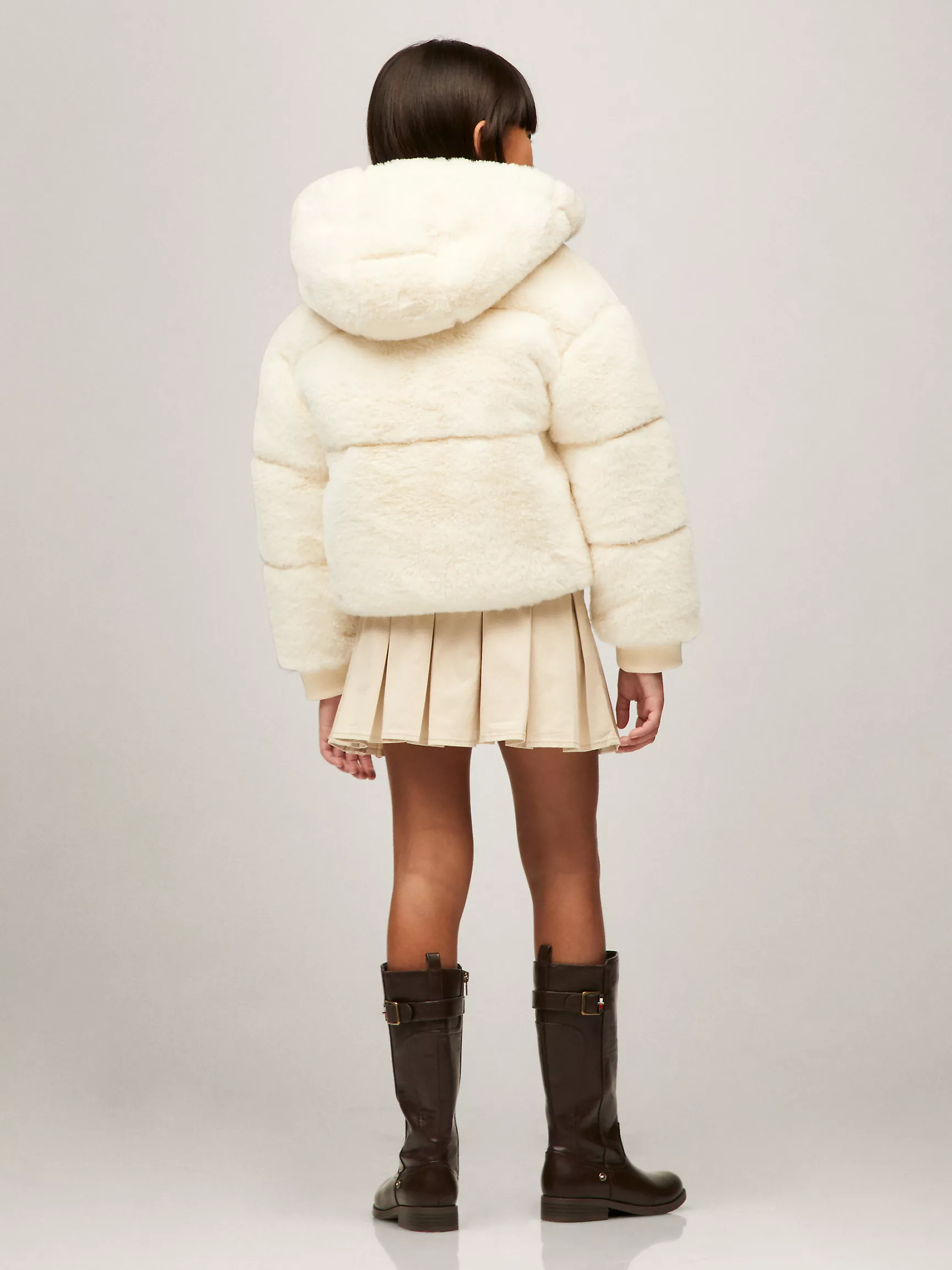 Куртка для девочки Tommy Hilfiger, Детская плюшевая куртка с капюшоном