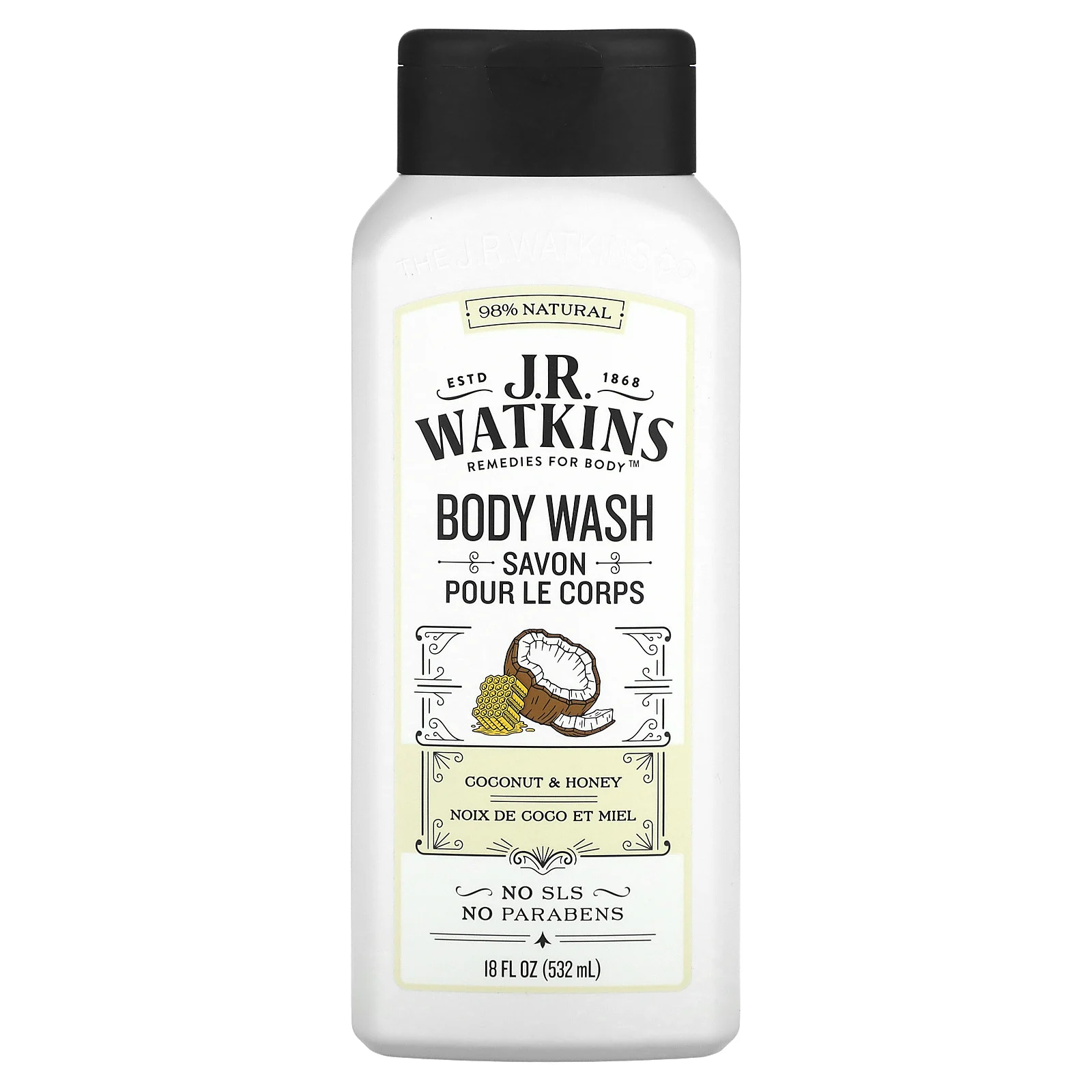 J R Watkins, Гель для душа, с кокосом и медом, 532 мл (18 жидк. Унций)