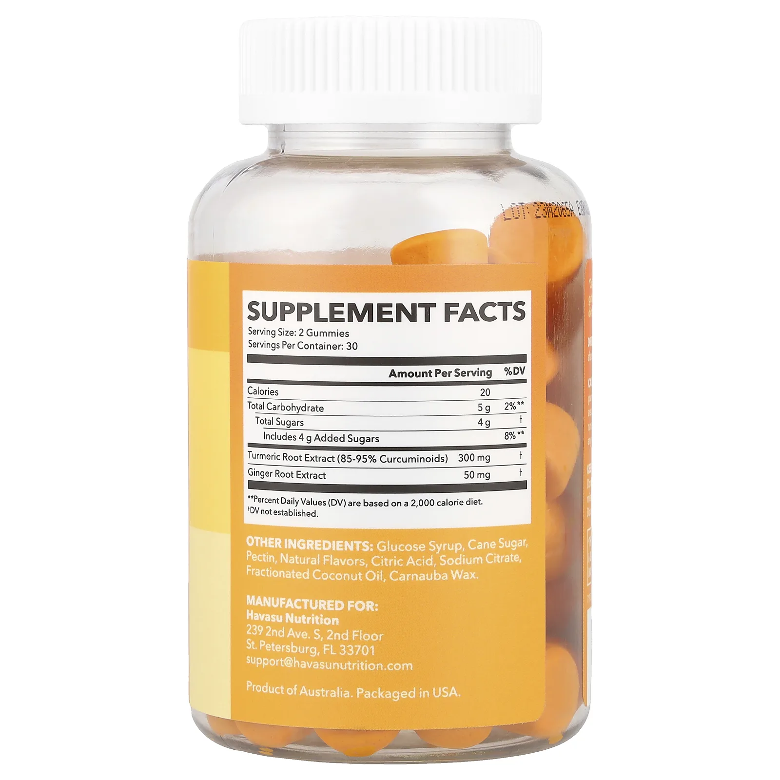 Havasu Nutrition, жевательная добавка с куркумой и имбирем, со вкусом персика, 60 жевательных таблеток