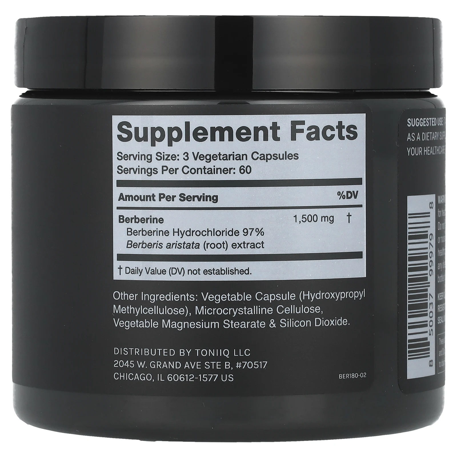 Toniiq, Берберин 1500, 1500 мг, 180 капсул (500 мг в 1 капсуле)