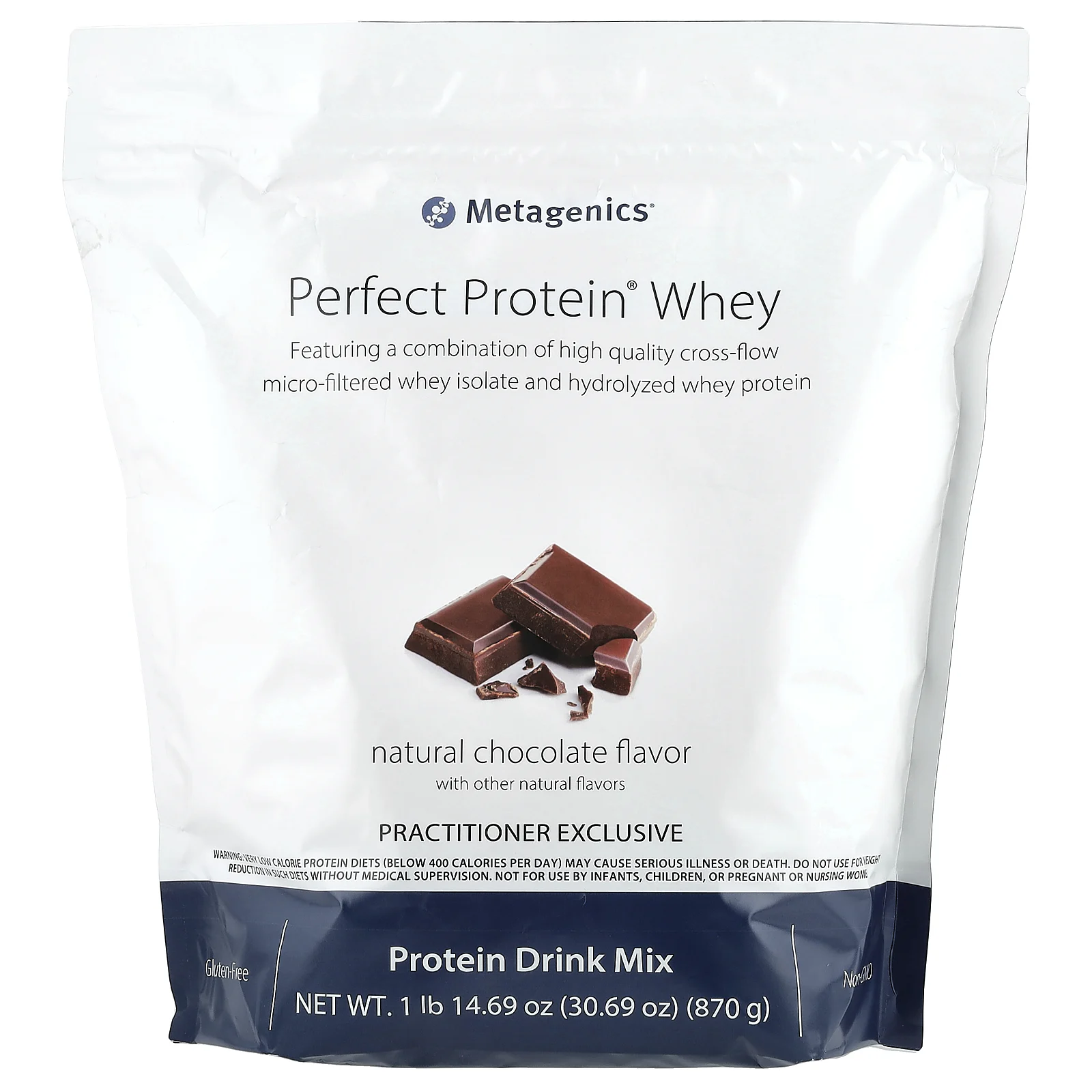 Metagenics, Perfect Protein® Whey, натуральный шоколад, 870 г (1 фунт 14,69 унции)