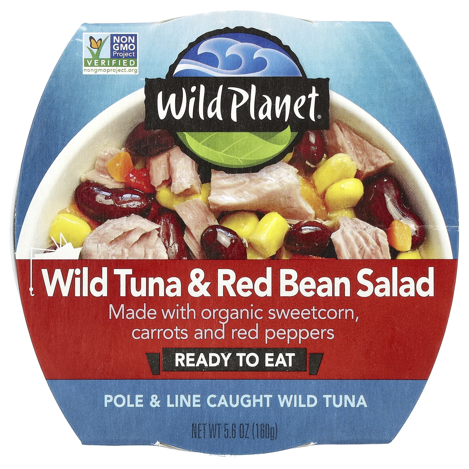 Wild Planet, Дикий тунец, салат с фасолью и кукурузой, 160 г (5,6 унции)