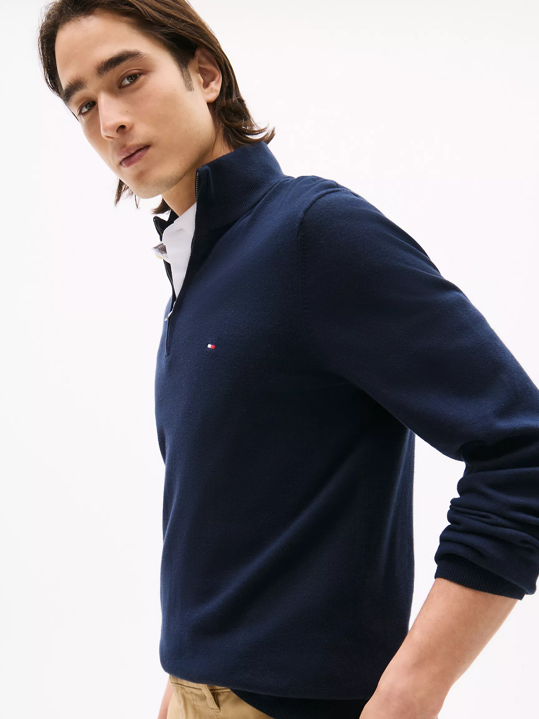 Мужской свитер Tommy Hilfiger, Классический свитер на молнии с воротником-стойкой