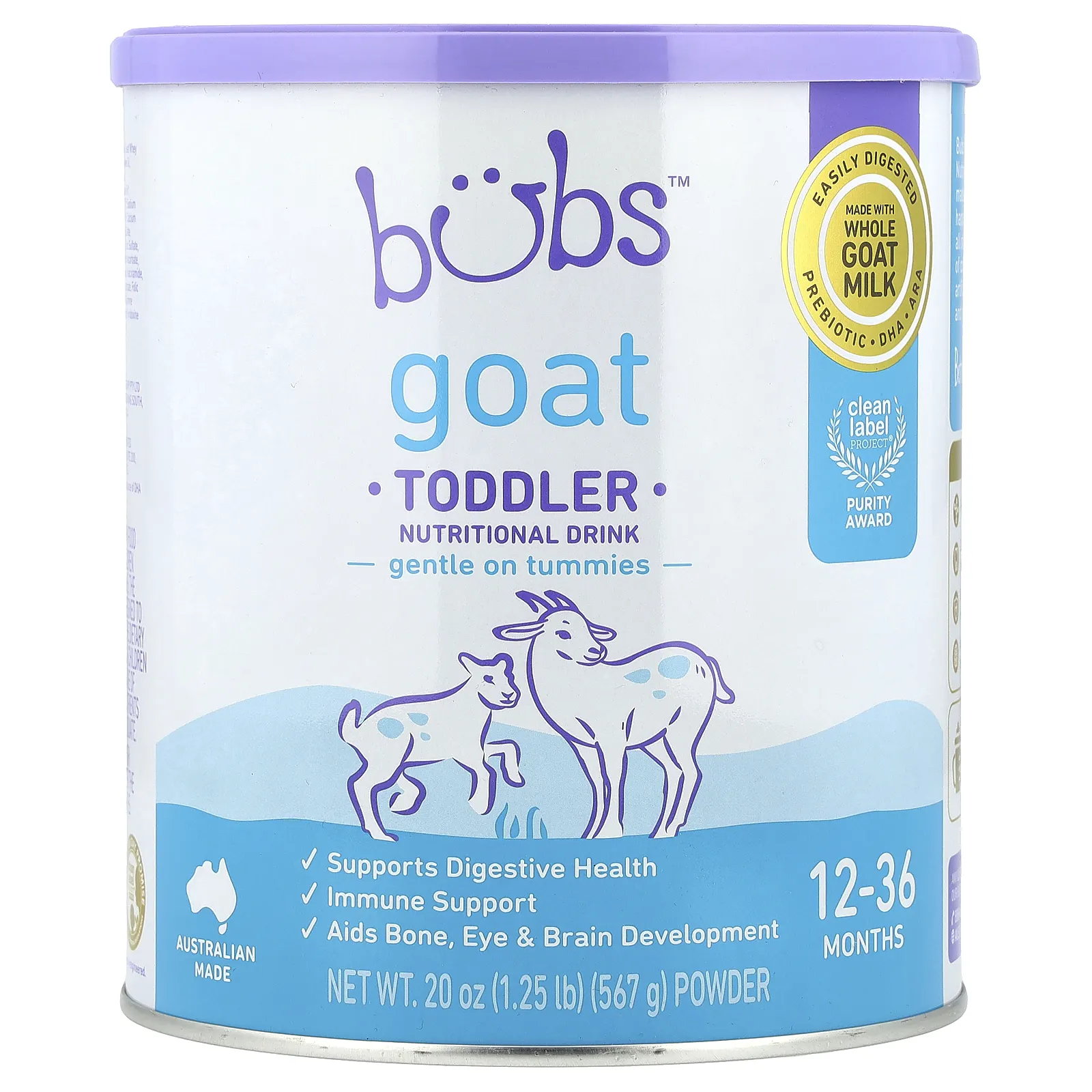 Aussie Bubs, Goat, для малышей, пищевой порошок в форме напитка, для детей от 12 до 36 месяцев, 567 г (20 унций)