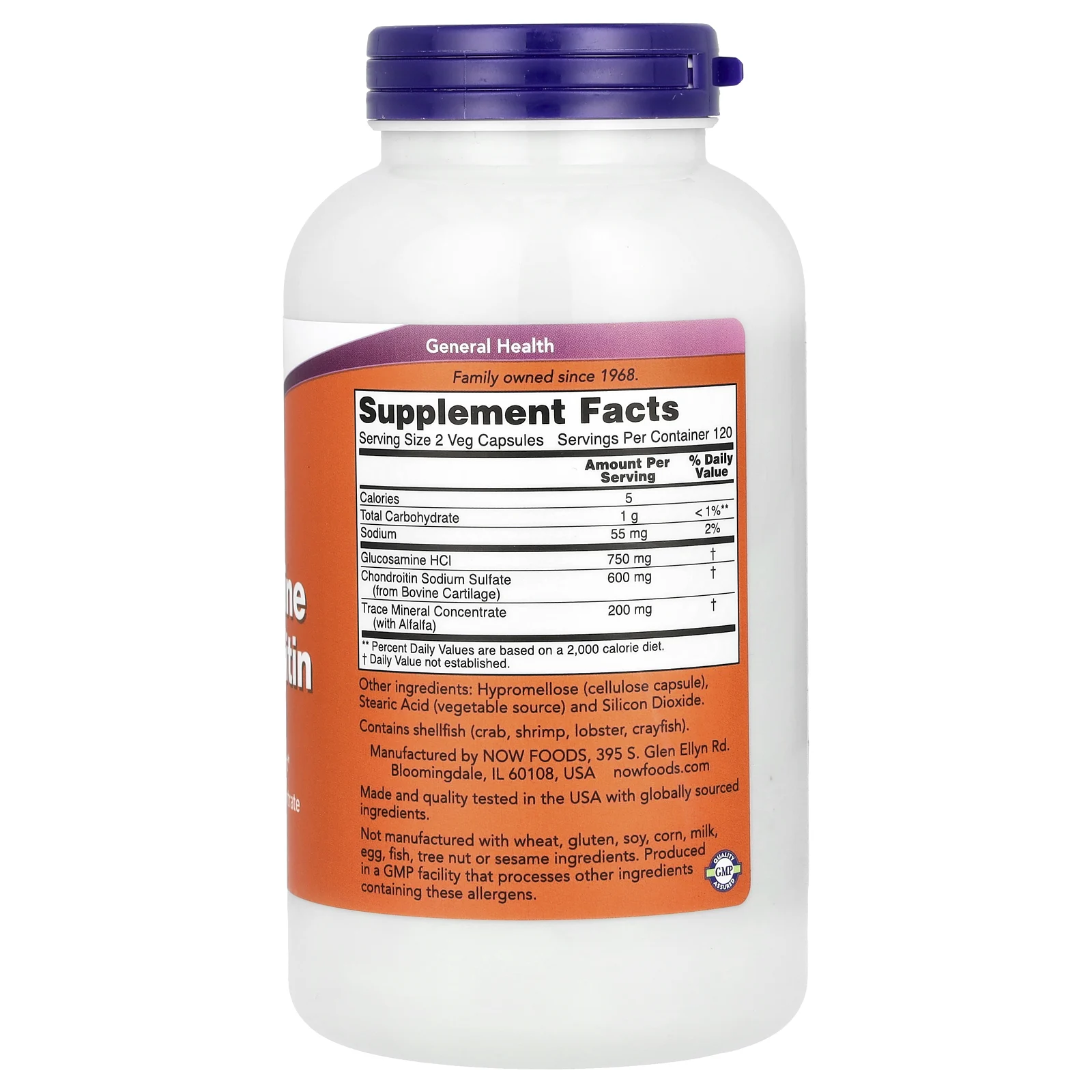 NOW Foods, Глюкозамин и хондроитин, 240 растительных капсул