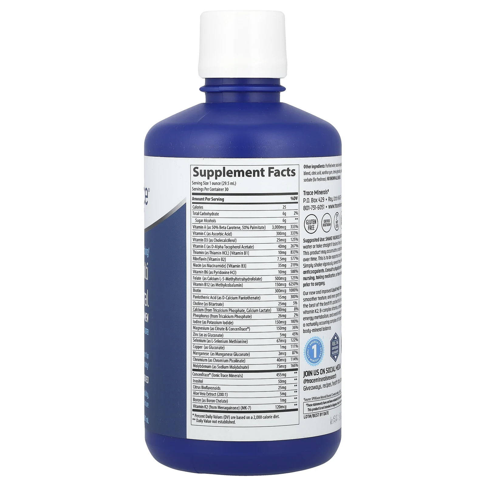 Trace Minerals ®, жидкий мультивитаминный комплекс с витаминами и минералами, для мужчин и женщин, апельсин и манго, 887 мл (30 жидк. унций)