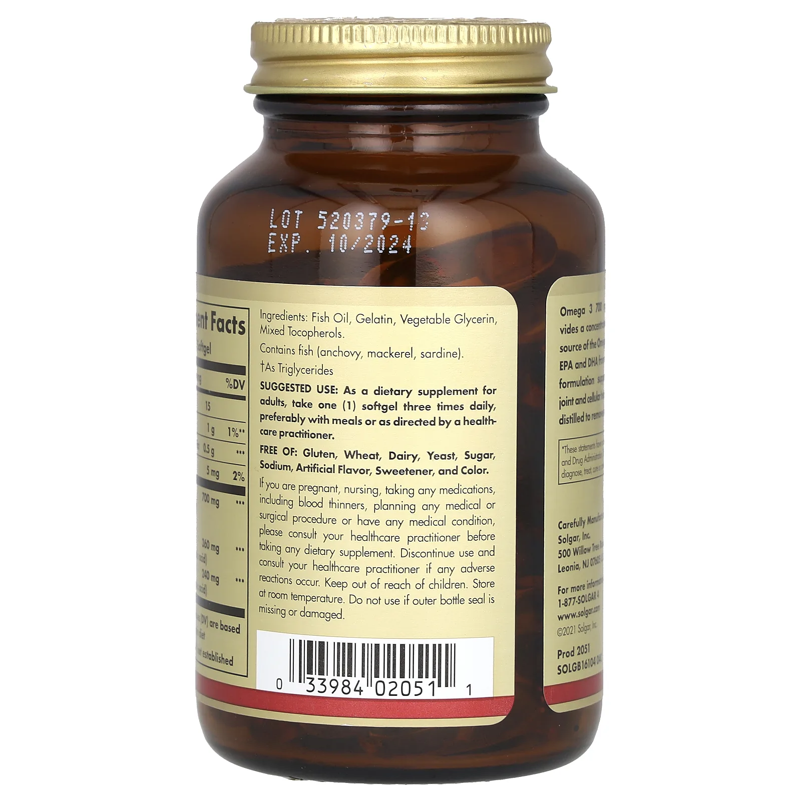 Solgar, омега-3, двойная сила действия, 700 мг, 60 капсул