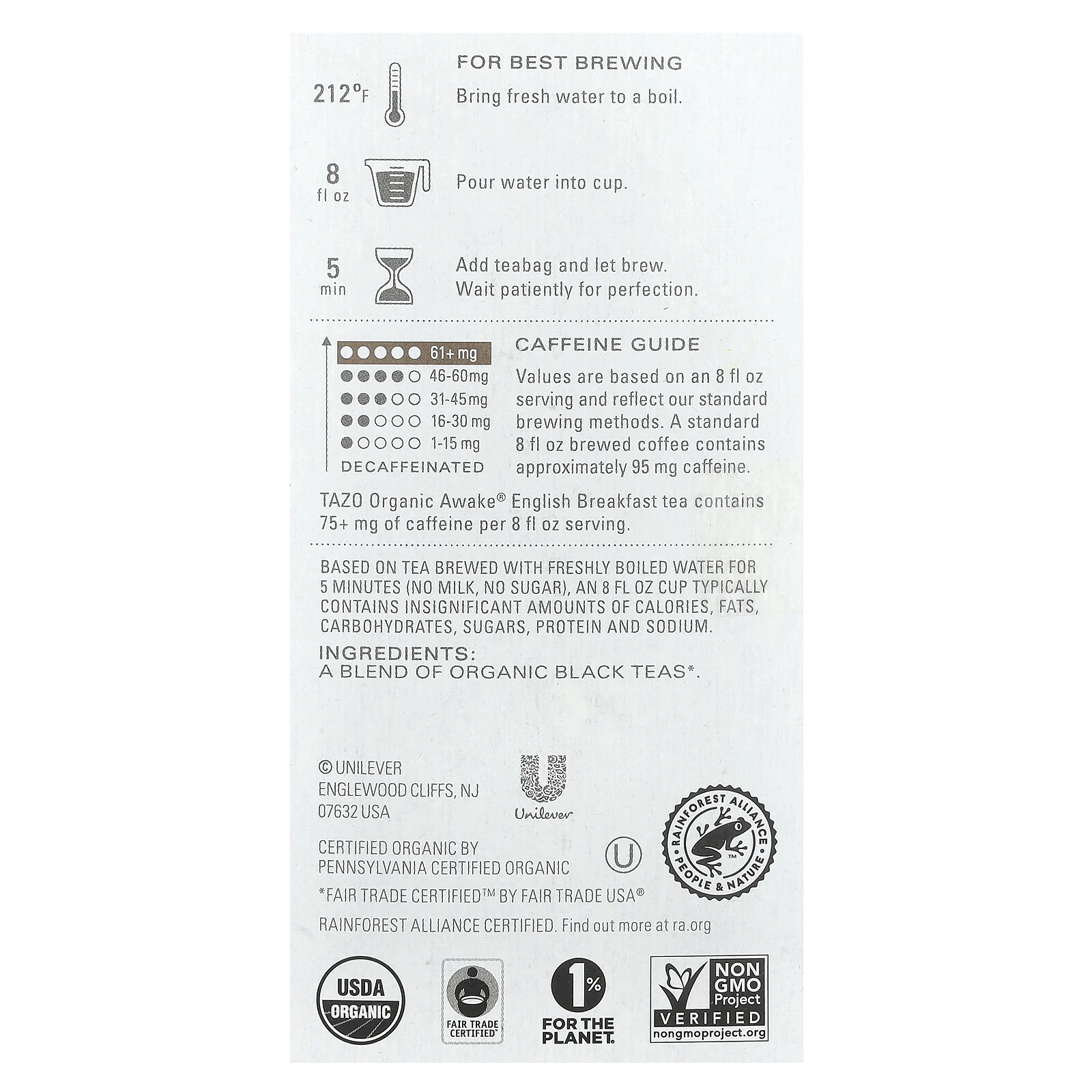 Tazo Teas, Regenerative, черный чай, органический чай для пробуждения, английский завтрак, 16 чайных пакетиков, 40 г (1,4 унции)