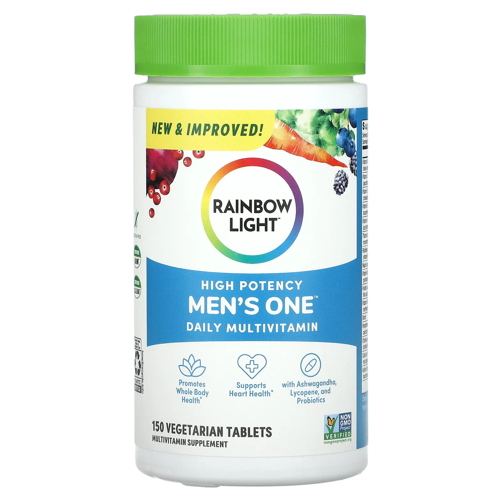 Rainbow Light, Men's One, ежедневная мультивитаминная добавка для мужчин, высокая эффективность, 150 вегетарианских таблеток