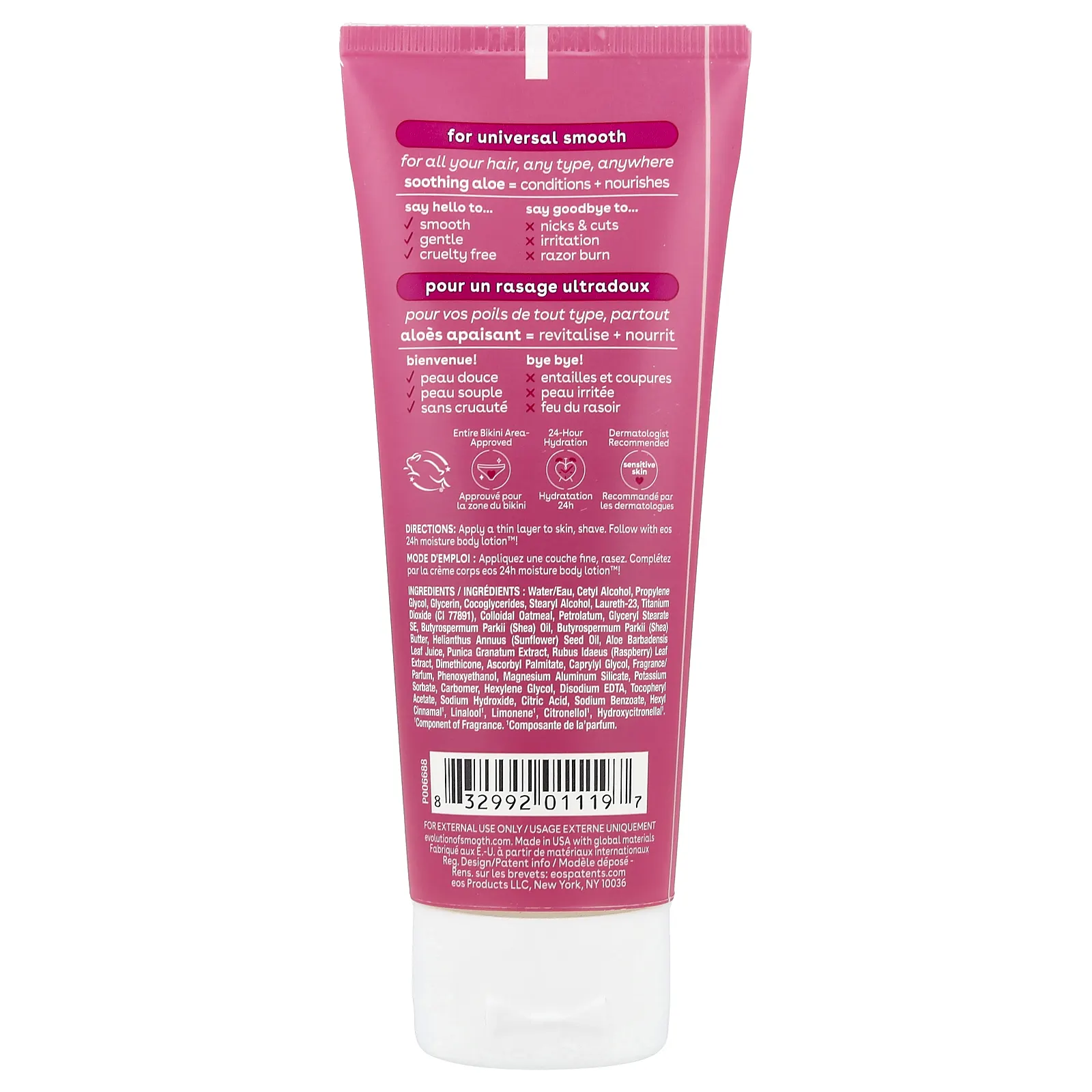 EOS, Shea Better, 24H Moisture Cream, крем для бритья, гранат и малина, 74 мл (2,5 жидк. унции)