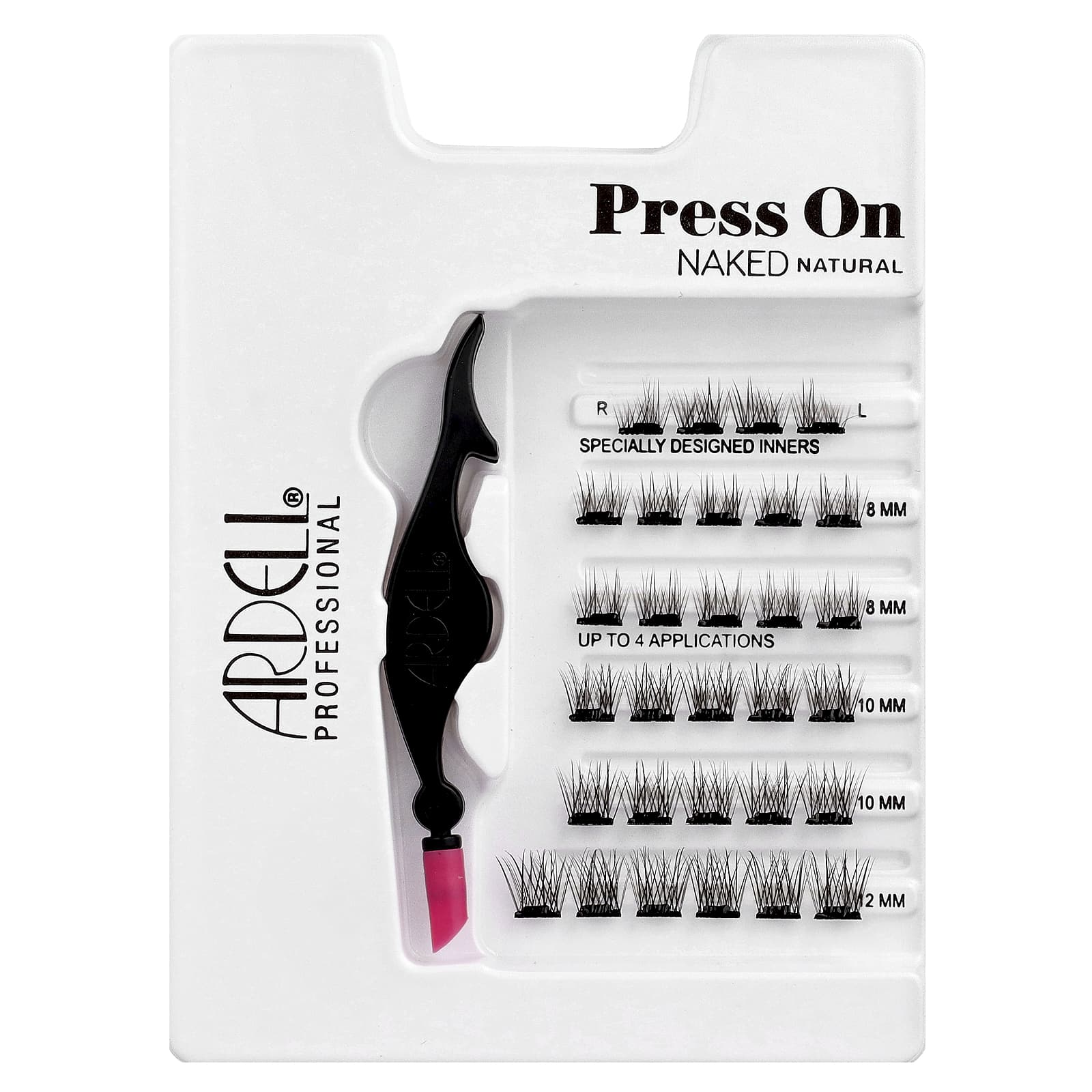 Ardell, Press On, Pre-Glued Underlash Extensions, Naked Natural, 30 предварительно приклеенных кластеров и аппликатор
