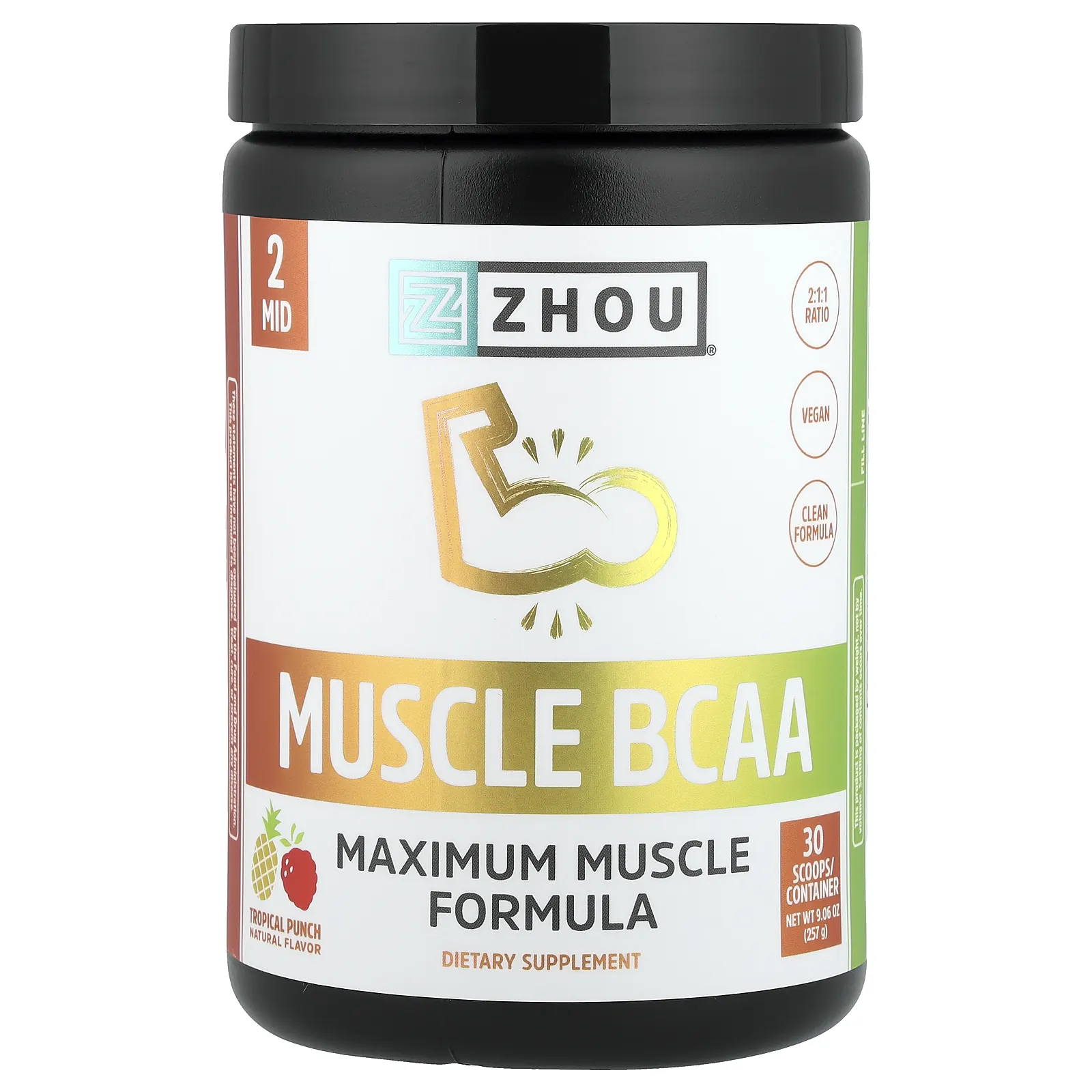 Zhou Nutrition, BCAA для мышц, со вкусом тропического пунша, 257 г (9,06 унции)