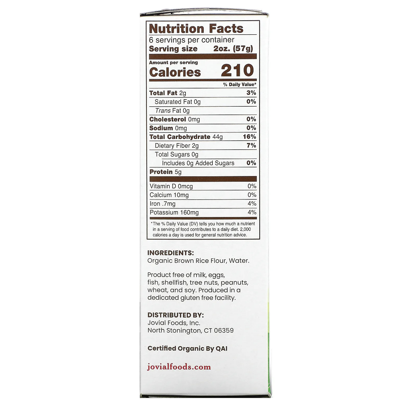 Jovial, Органическая паста из коричневого риса, пенне, 340 г (12 унций)