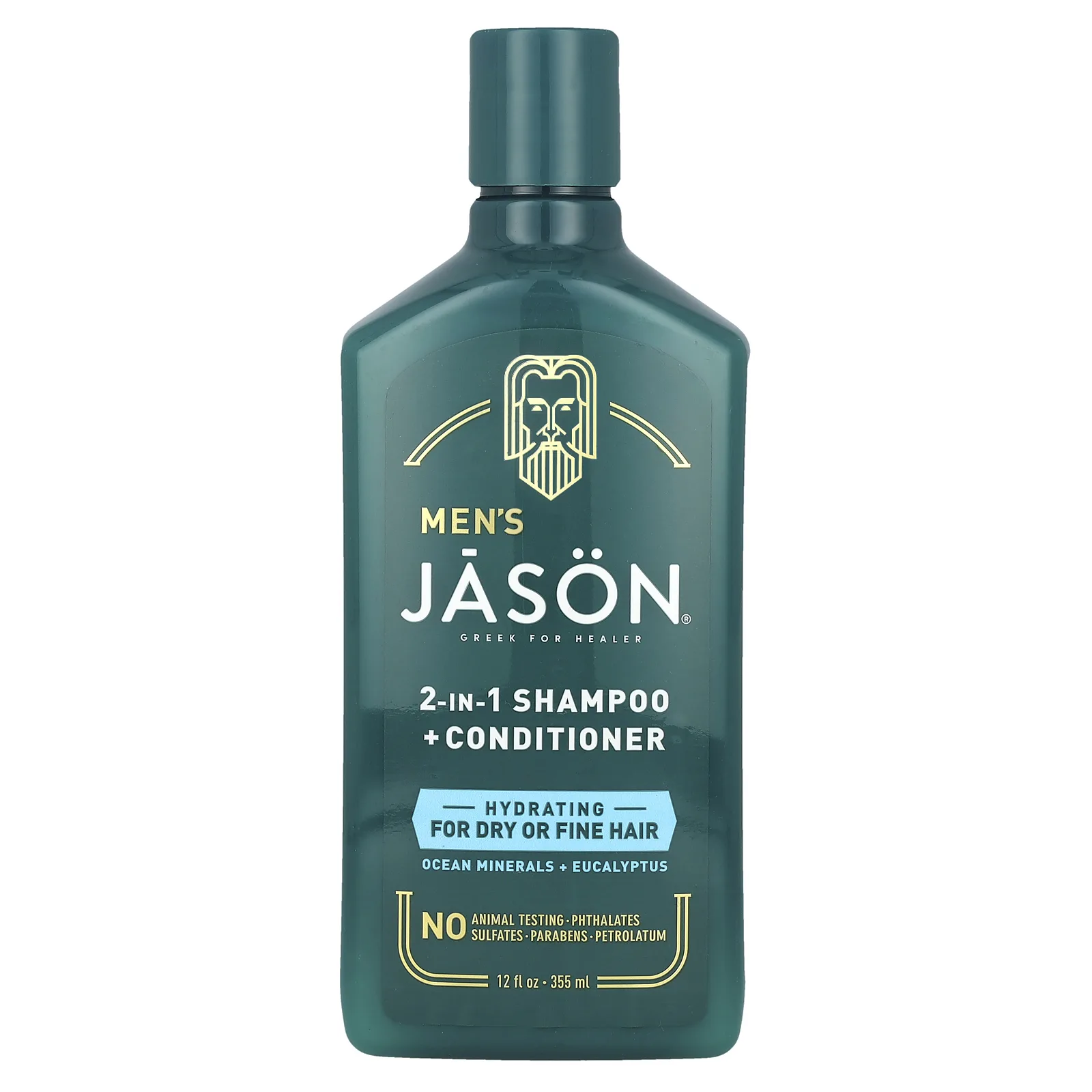 Jason Natural, Для мужчин, шампунь и кондиционер 2 в 1, для сухих и тонких волос, минералы океана и эвкалипт, 355 мл (12 жидк. Унций)