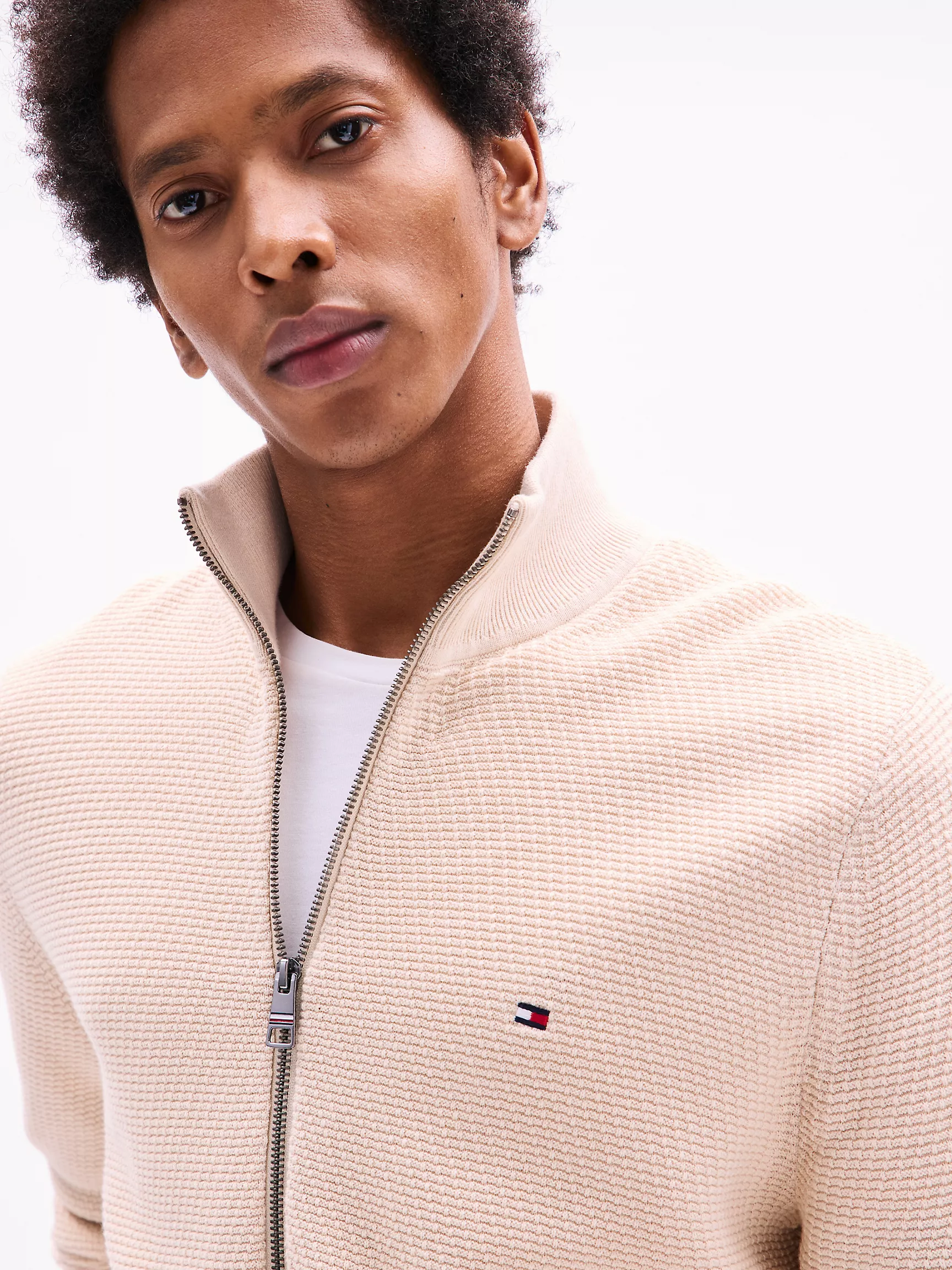 Мужской свитер Tommy Hilfiger, Кардиган на молнии с узором "прямоугольные стежки"