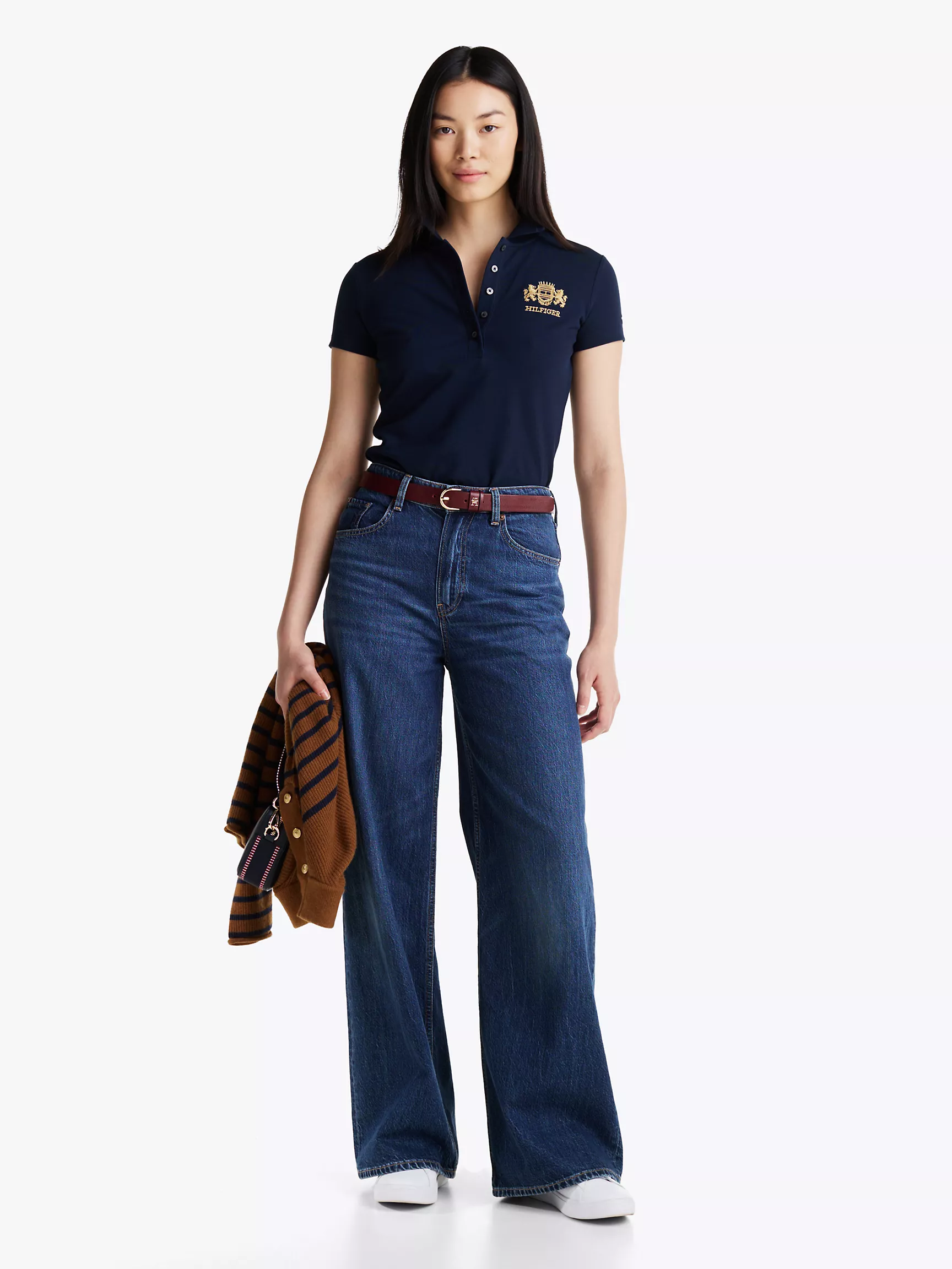 Женские кроссовки Tommy Hilfiger, Кожаные кеды с фирменными полосками