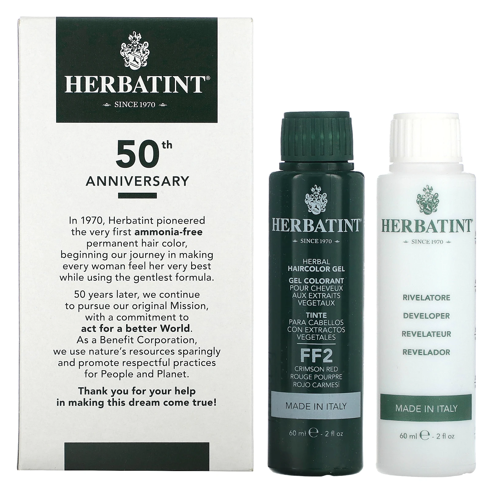 Herbatint, Стойкая гель-краска для волос, FF2, темно-красный, 135 мл (4,56 жидк. Унции)