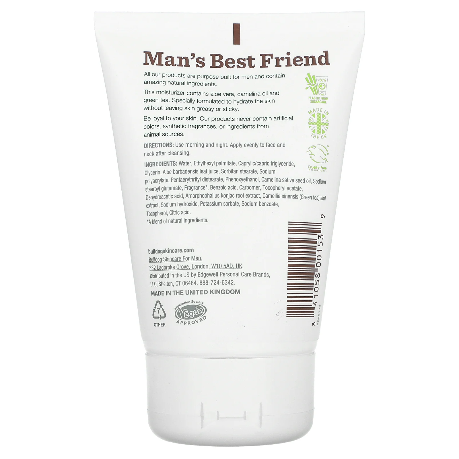 Bulldog Skincare For Men, оригинальный увлажняющий крем, 100 мл (3,3 жидк. унции)