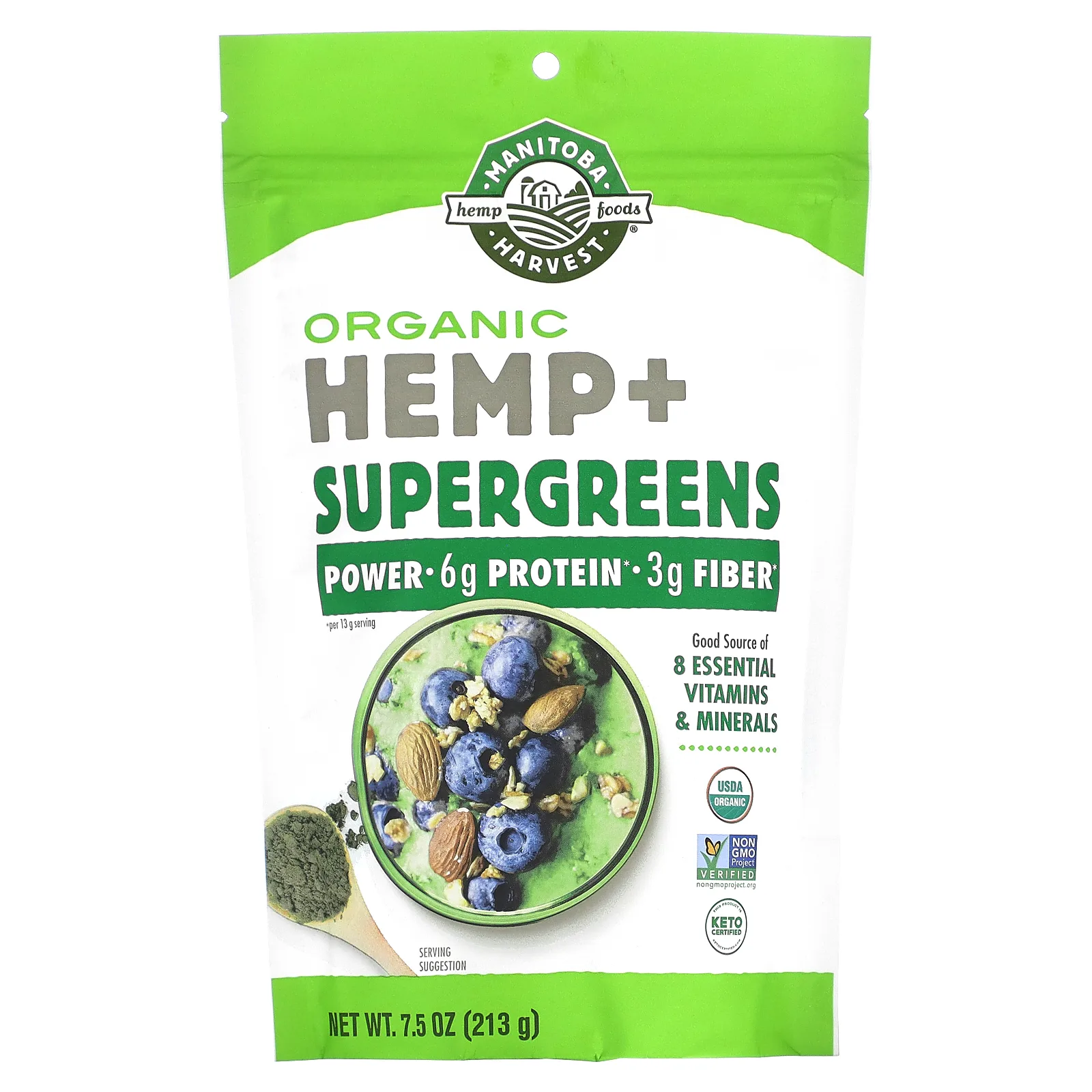 Manitoba Harvest, Органическая конопля + суперзелень, 213 г (7,5 унции)