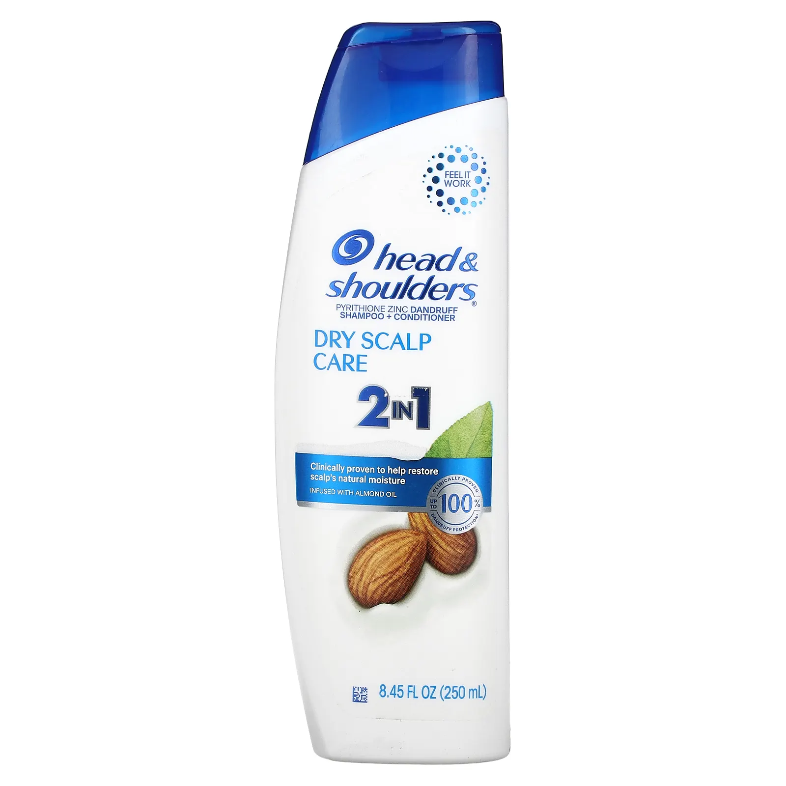 Head & Shoulders, Шампунь и кондиционер 2 в 1, уход за сухой кожей головы, с миндальным маслом, 250 мл (8,45 жидк. Унции)