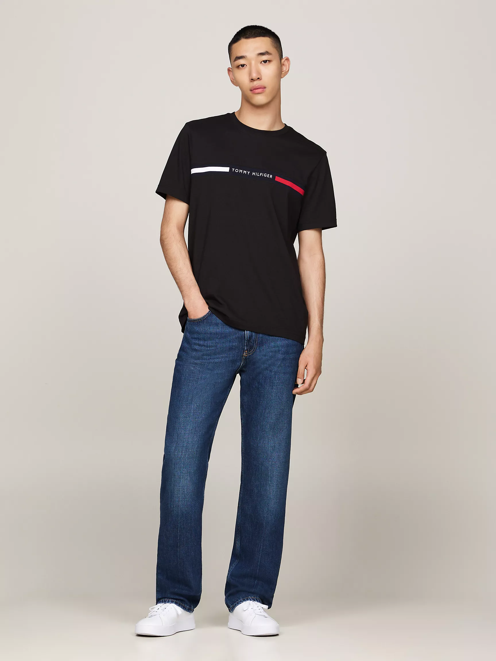 Мужская футболка Tommy Hilfiger, Футболка Tommy с ребристой вставкой и логотипом