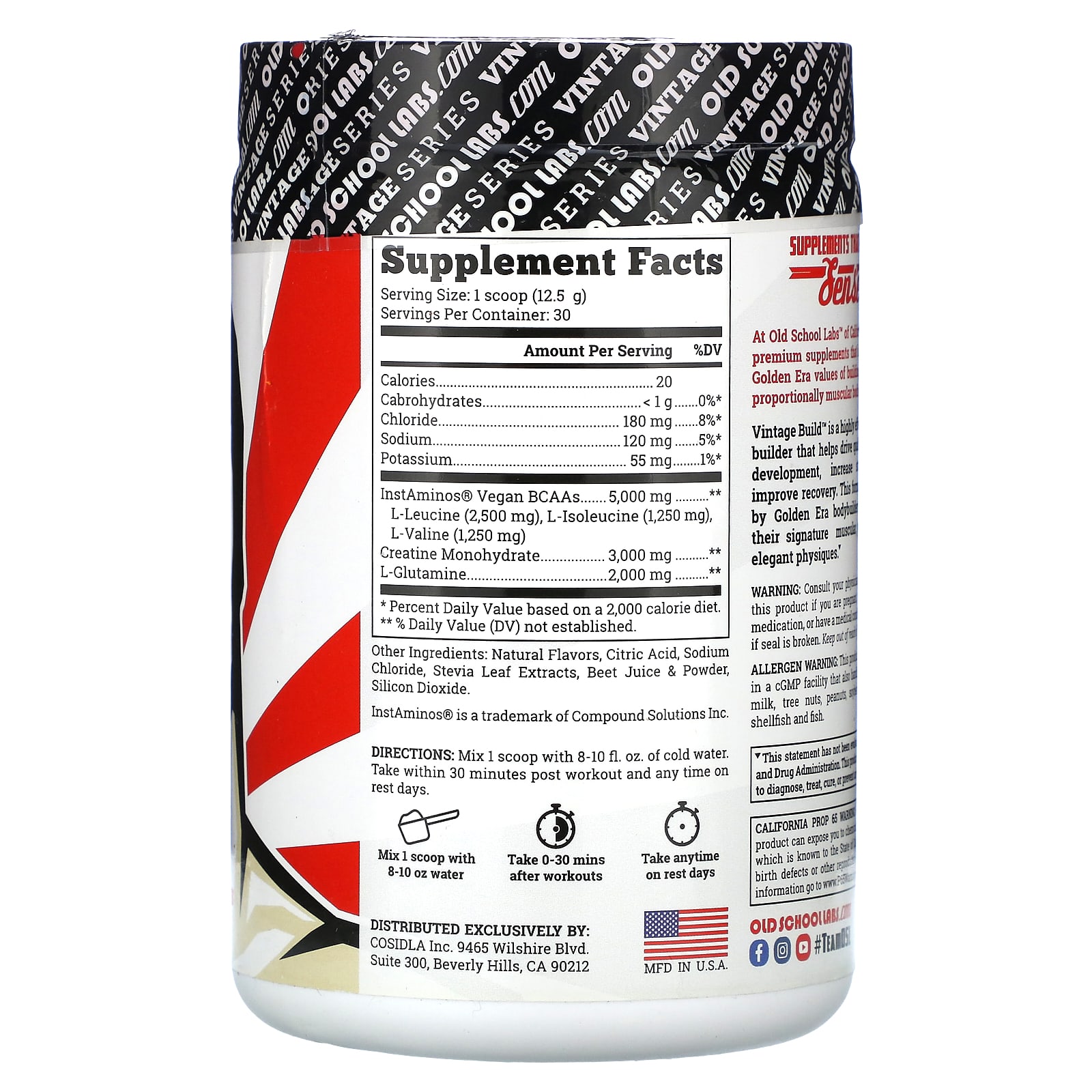 Old School Labs, Vintage Build, средство 3-в-1 для наращивания мышечной массы, свежие ягоды, 377 г (13,29 унции)