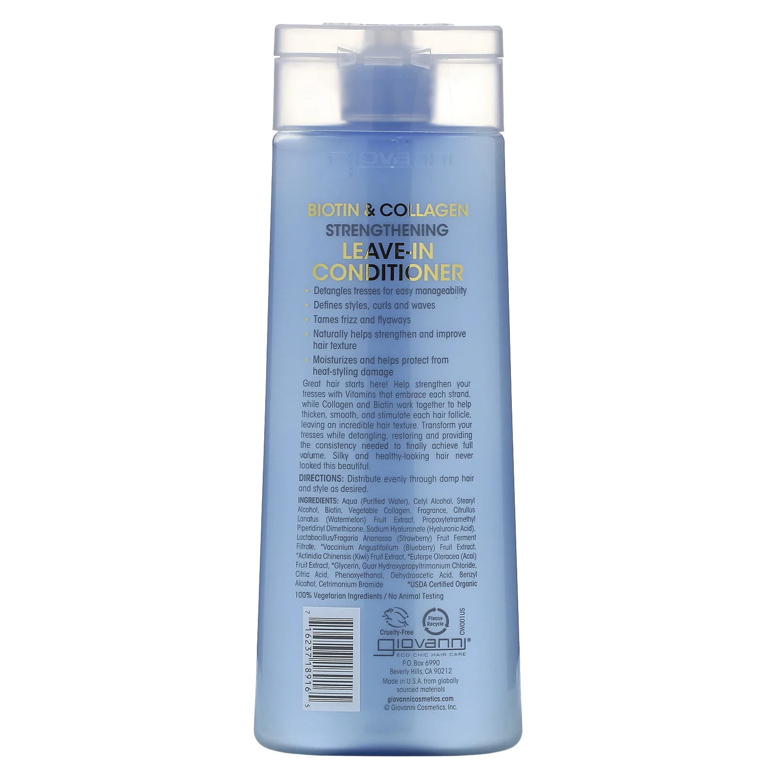 Giovanni, Укрепляющий несмываемый кондиционер с биотином и коллагеном, 250 мл (8,5 жидк. Унции)