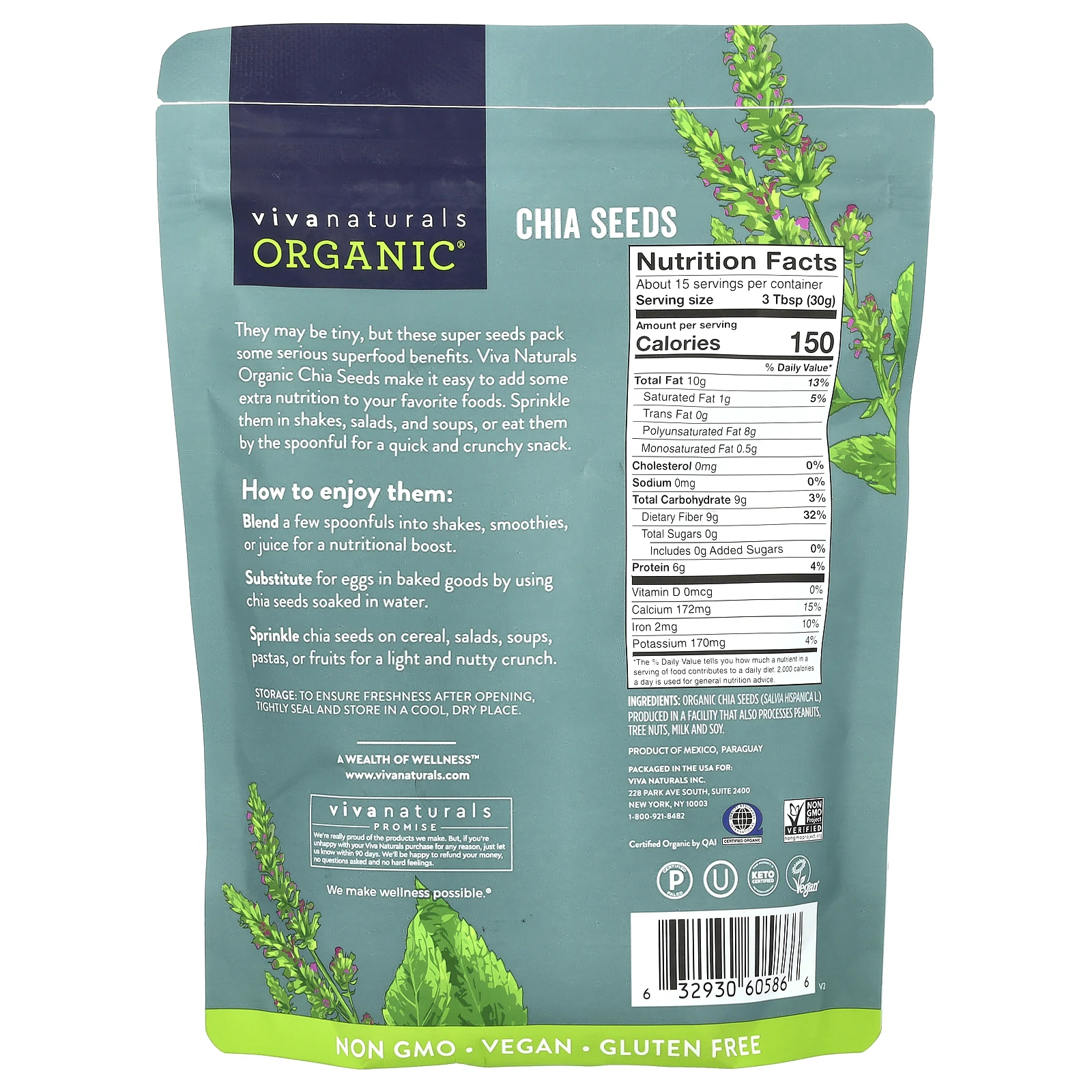 Viva Naturals, Organic Chia Seeds, 1 lb (454 g)