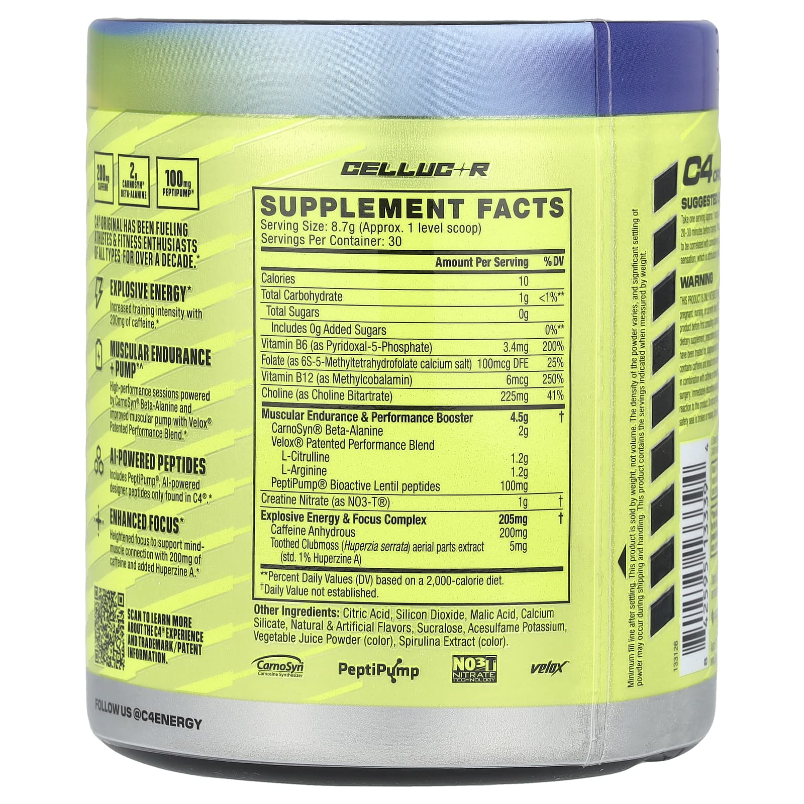 Cellucor, C4® Original, перед тренировкой, Rainbow Blast, 261 г (9,2 унции)