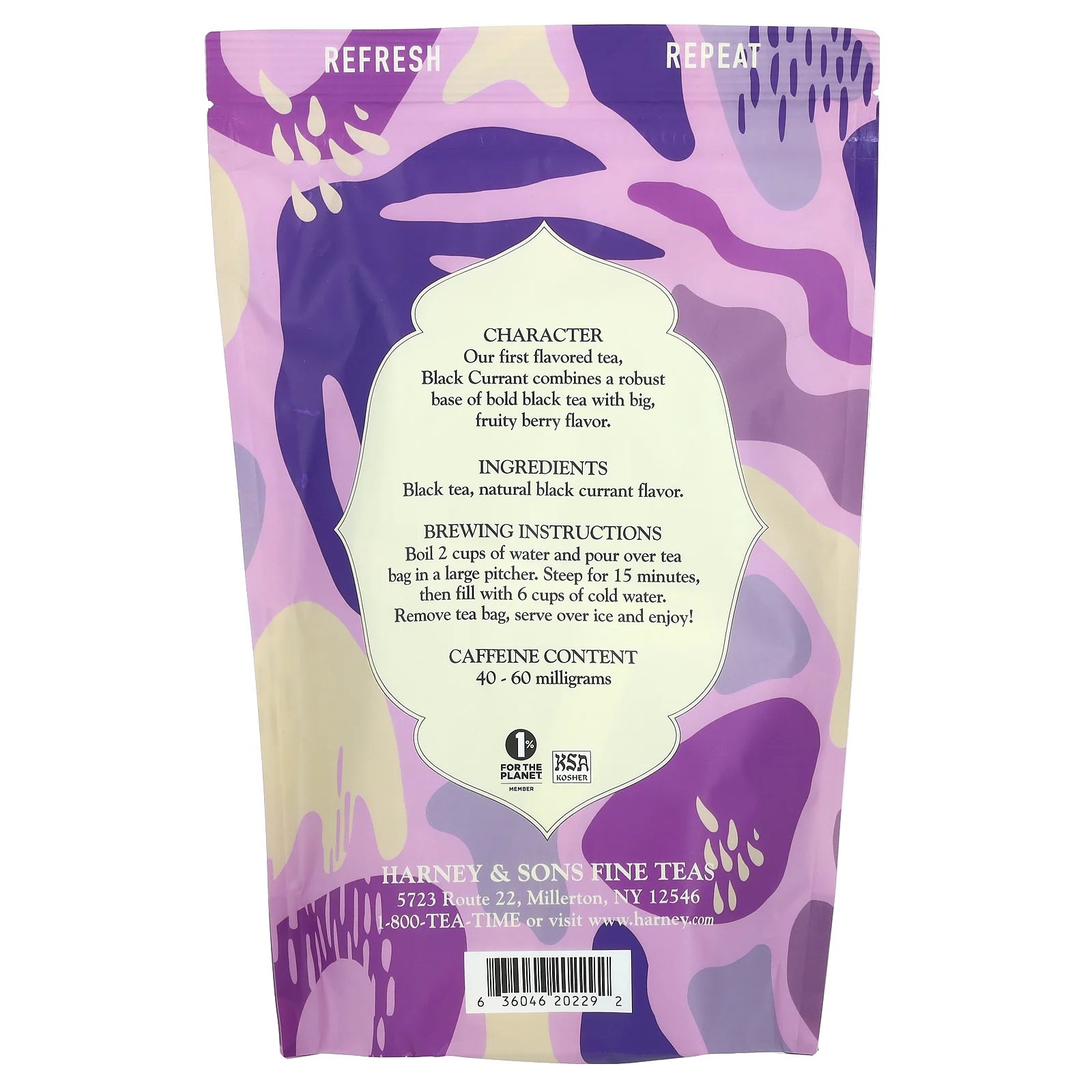 Harney & Sons, Fresh Brew Iced Tea, чай со льдом из черной смородины, 15 чайных пакетиков, 212 г (7,5 унции)