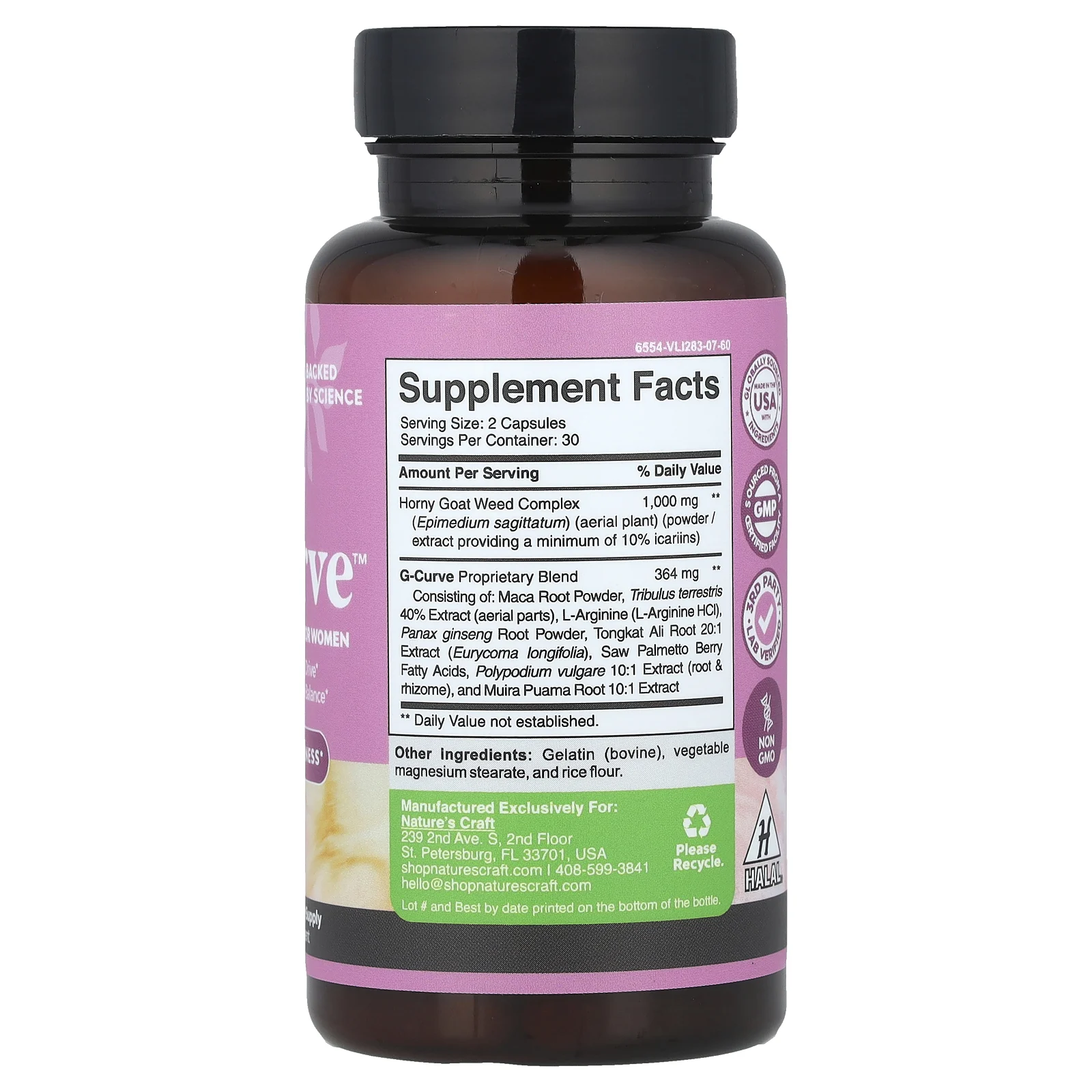 Nature's Craft, Women's Wellness, G-Curve ™, 364 мг, 60 капсул