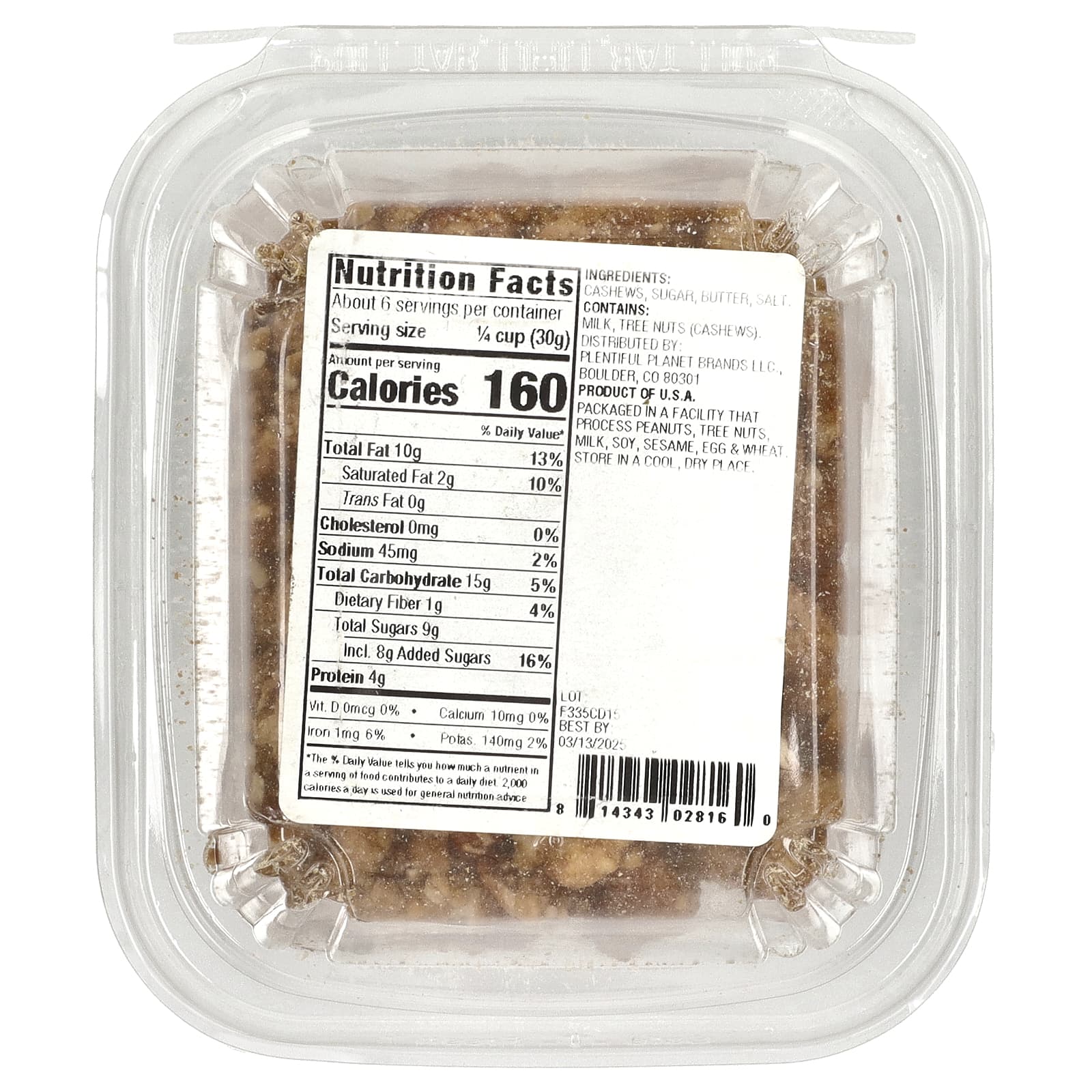 Made With, Обжаренные с ириской кешью, 170 г (6 унций)