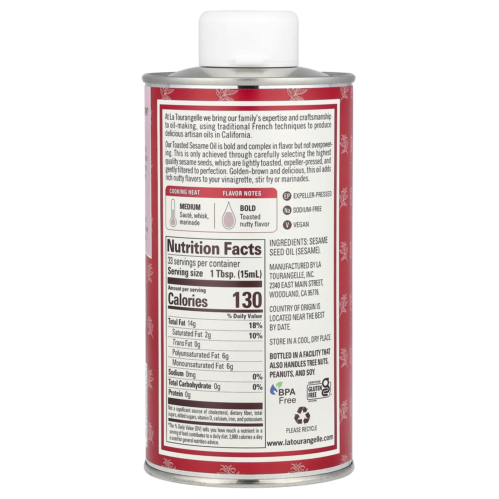 La Tourangelle, масло из обжаренного кунжута, 500 мл (16,9 жидк. унции)