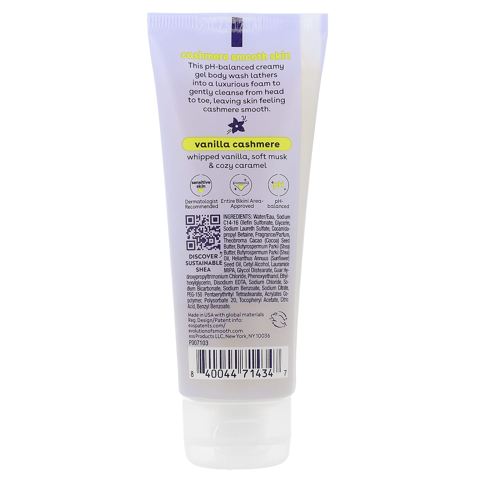 EOS, Shea Better™, гель для душа с кашемиром, ваниль и кашемир, 74 мл (2,5 жидк. унции)