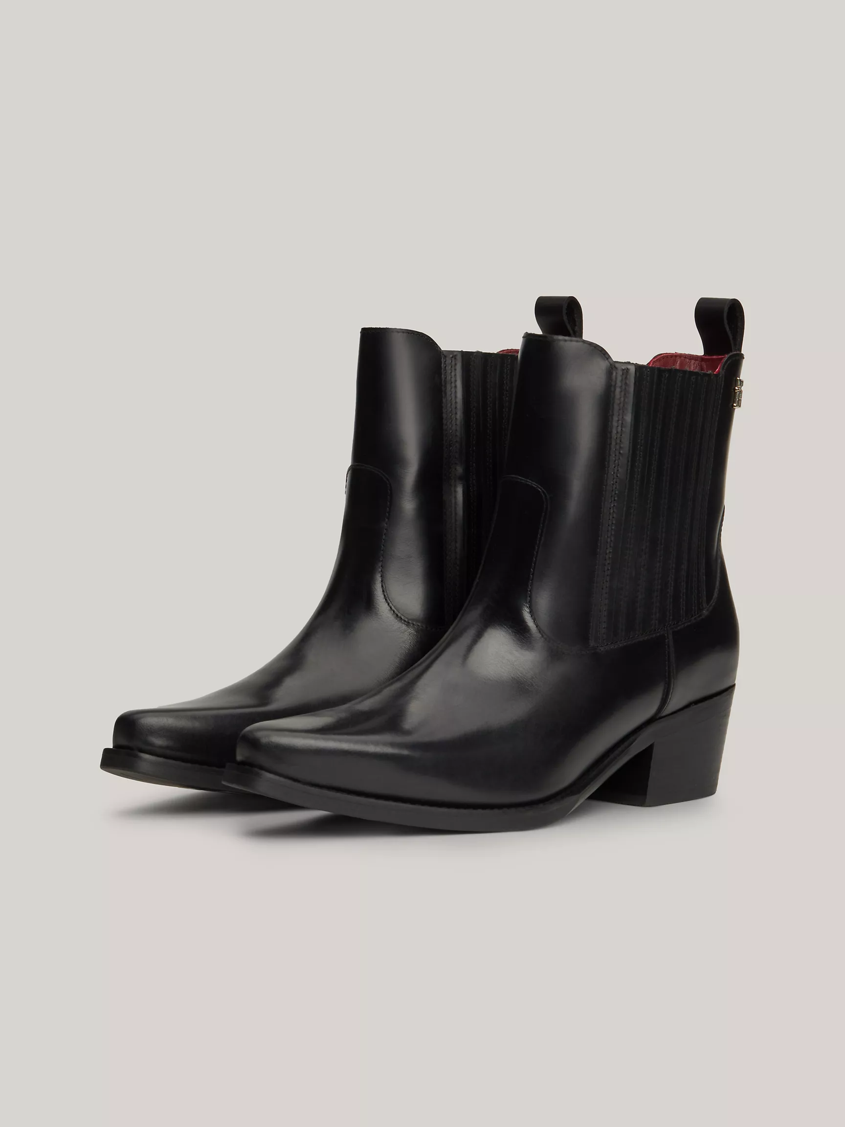 Женские ботинки Tommy Hilfiger, Кожаные ковбойские сапоги с логотипом TH