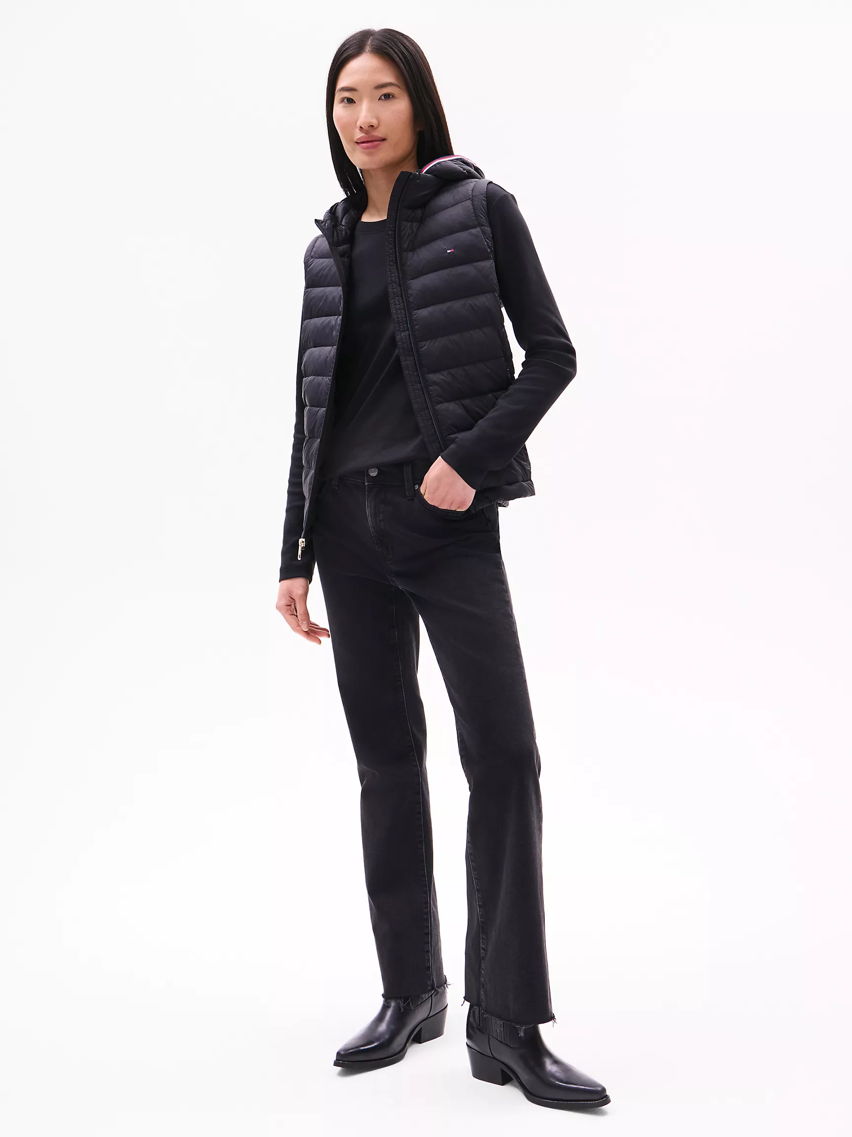 Женская куртка Tommy Hilfiger, Легкий пуховой жилет с капюшоном