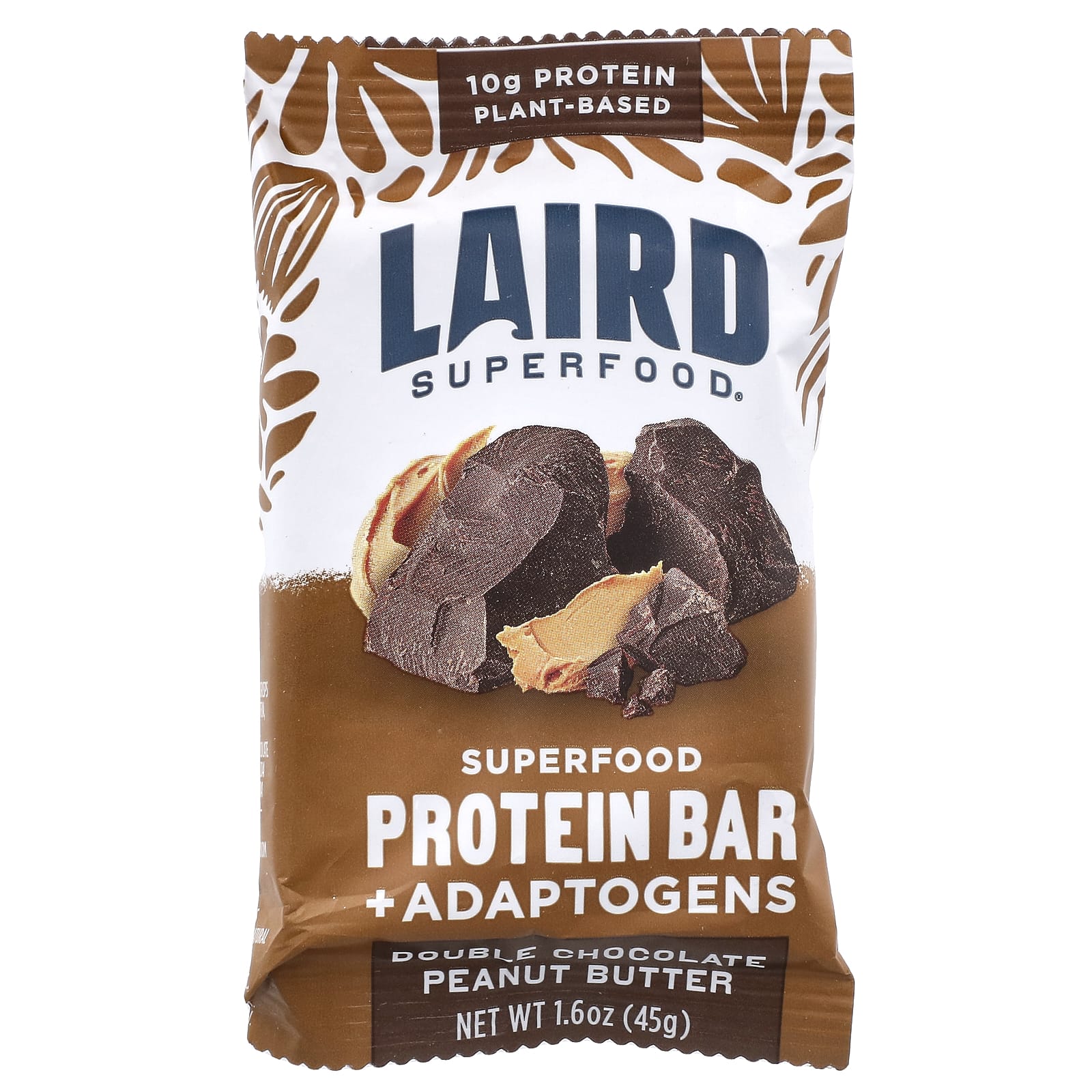 Laird Superfood, Протеиновый батончик Superfood + адаптогены, двойной шоколад с арахисовой пастой, 10 батончиков по 45 г (1,6 унции)
